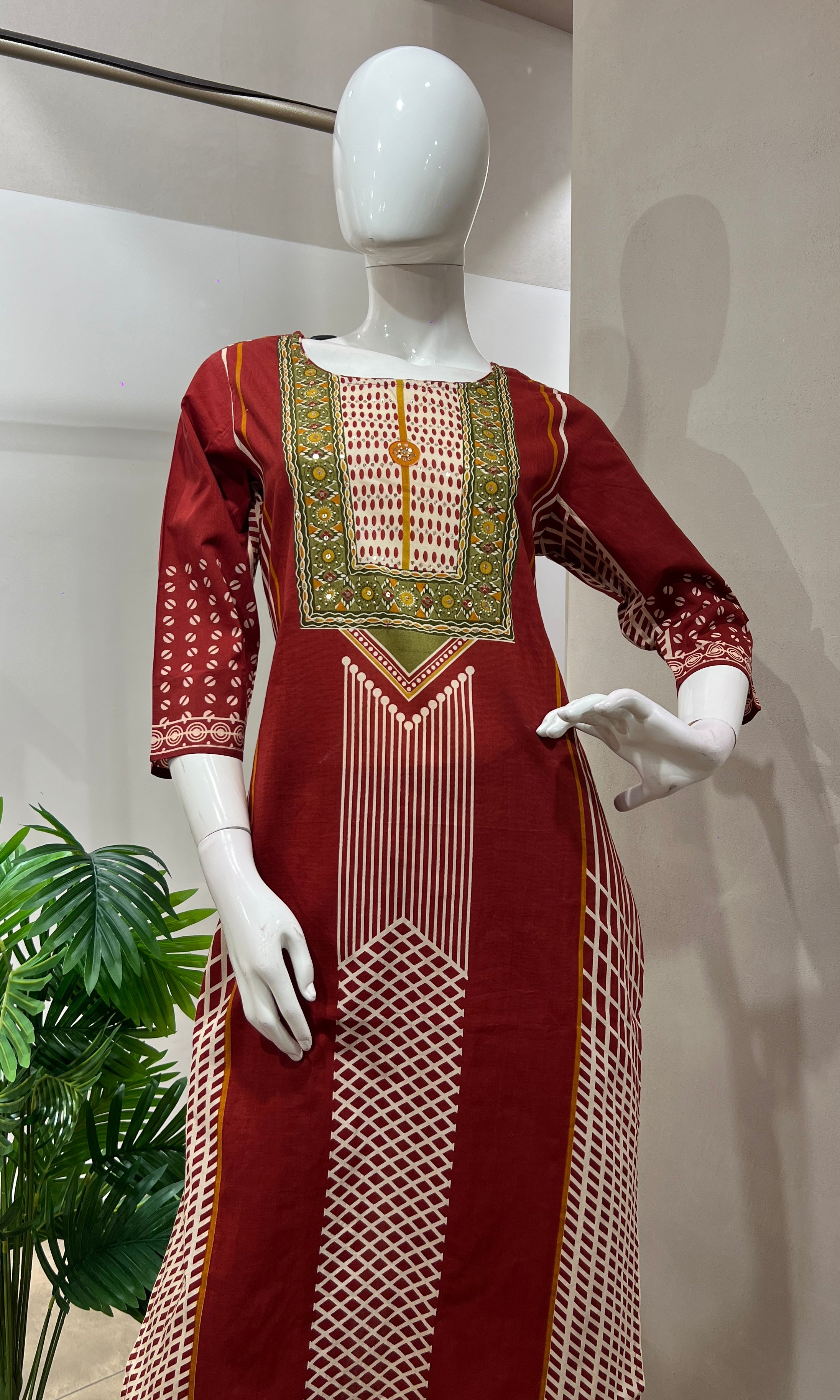 Red PRINTED kurta set