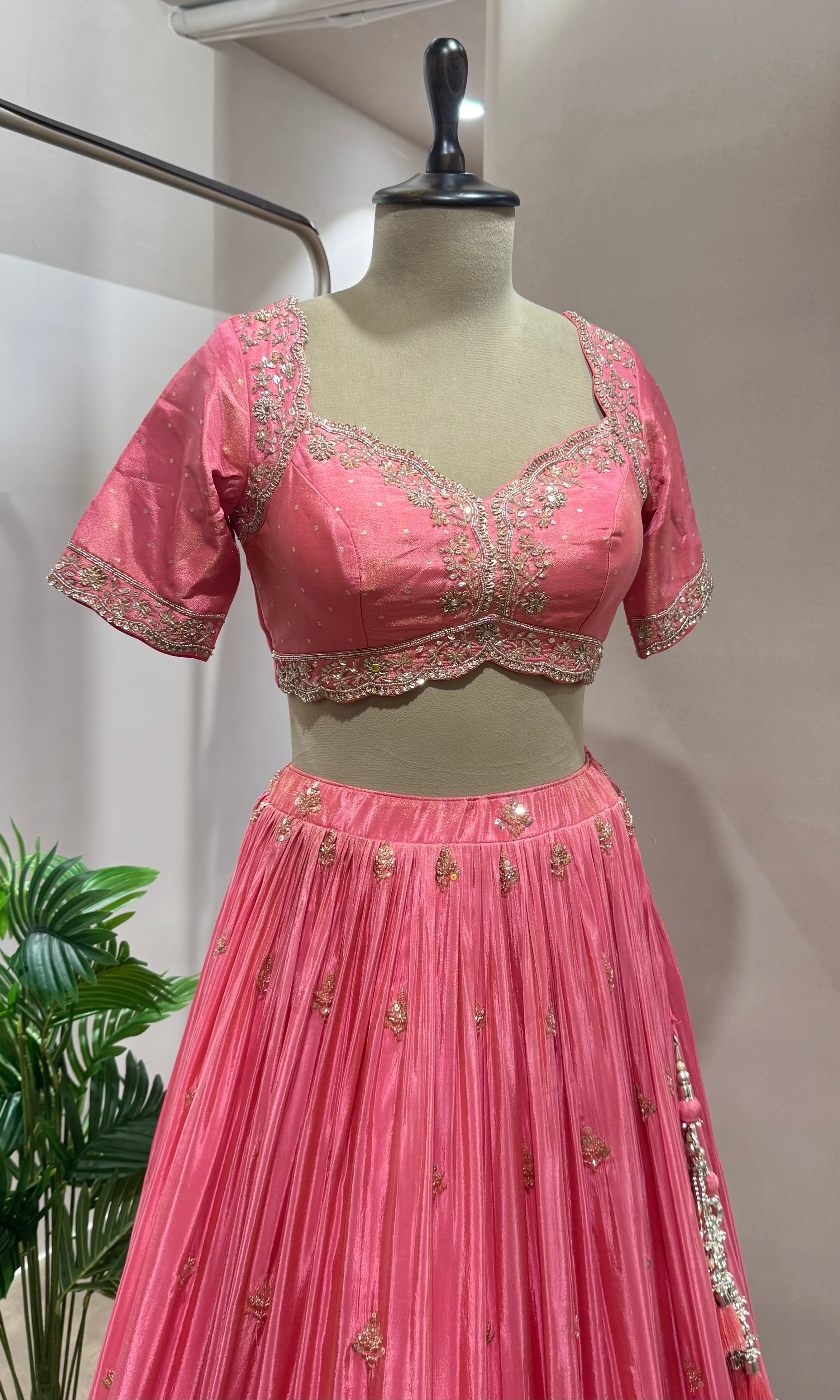 Baby pink GOLDEN EMBROIDERY Lehenga