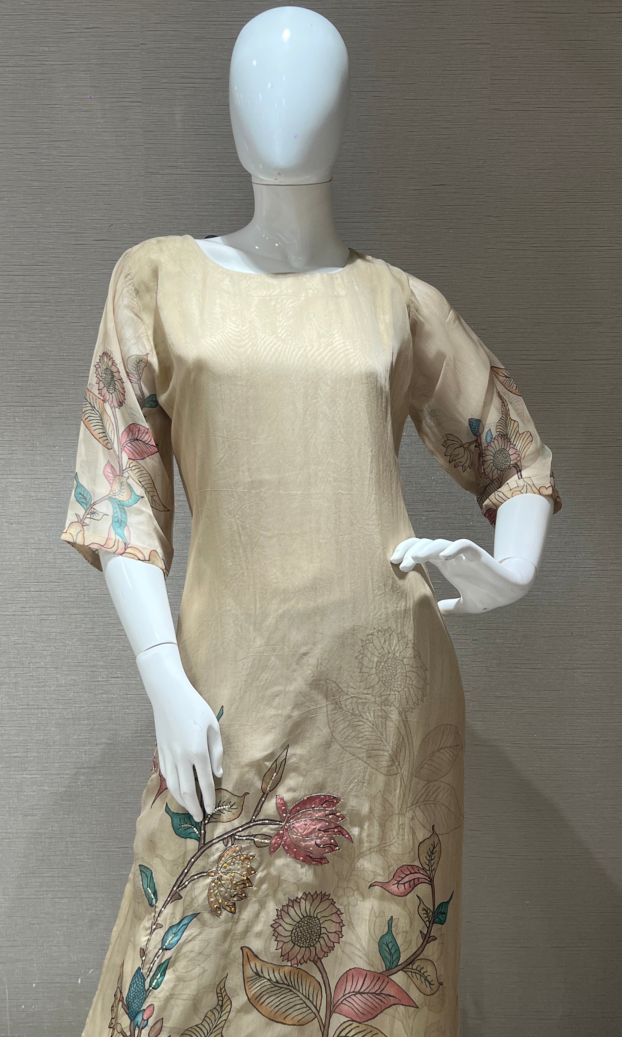 Beige kalamkari Kurti top