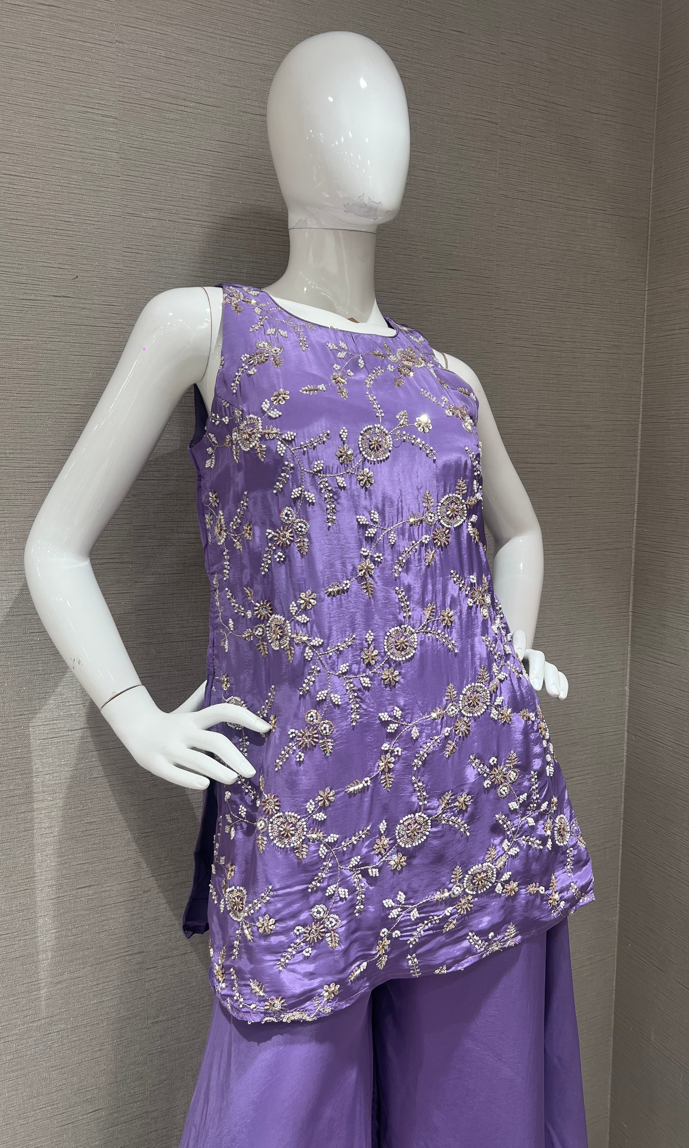 Purple Floral Embroidered Ethnic Sharara set