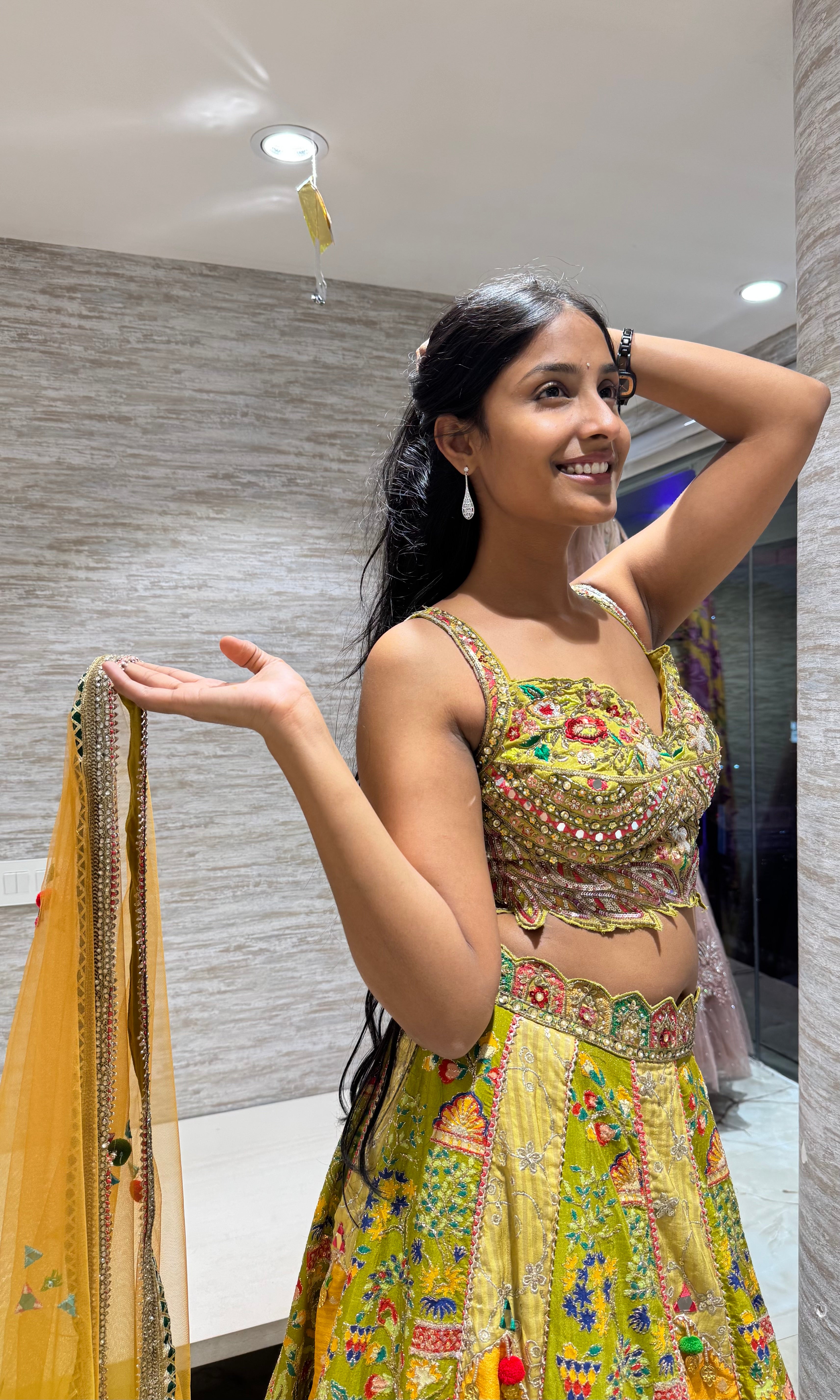 Mehandi green Floral Lehenga