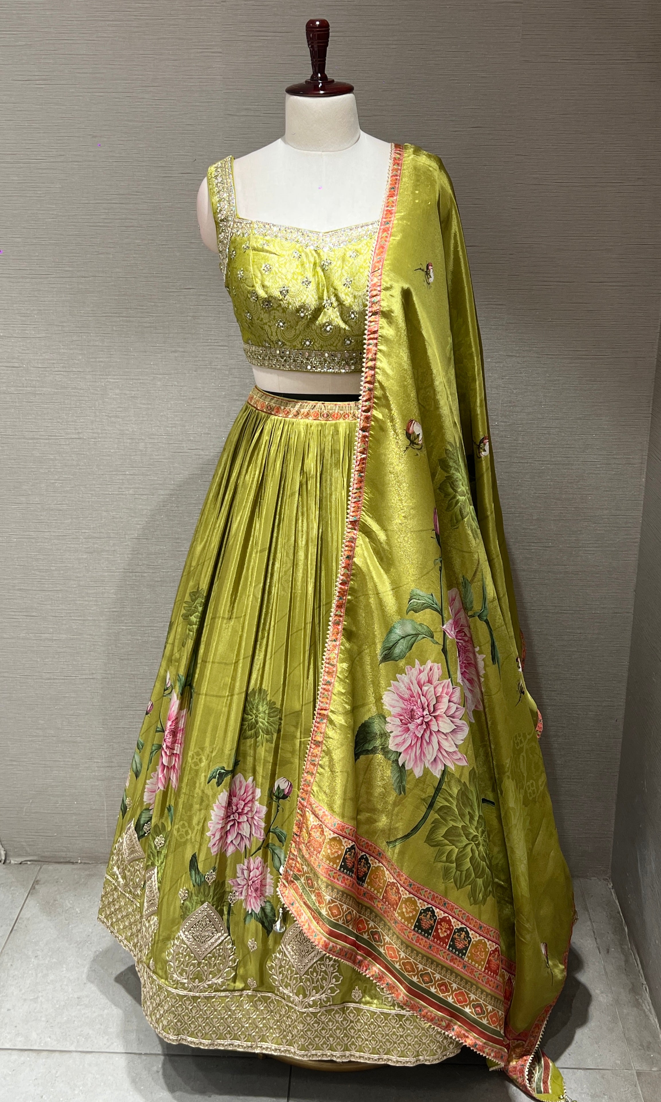 Gulzar Olive Lehenga Set