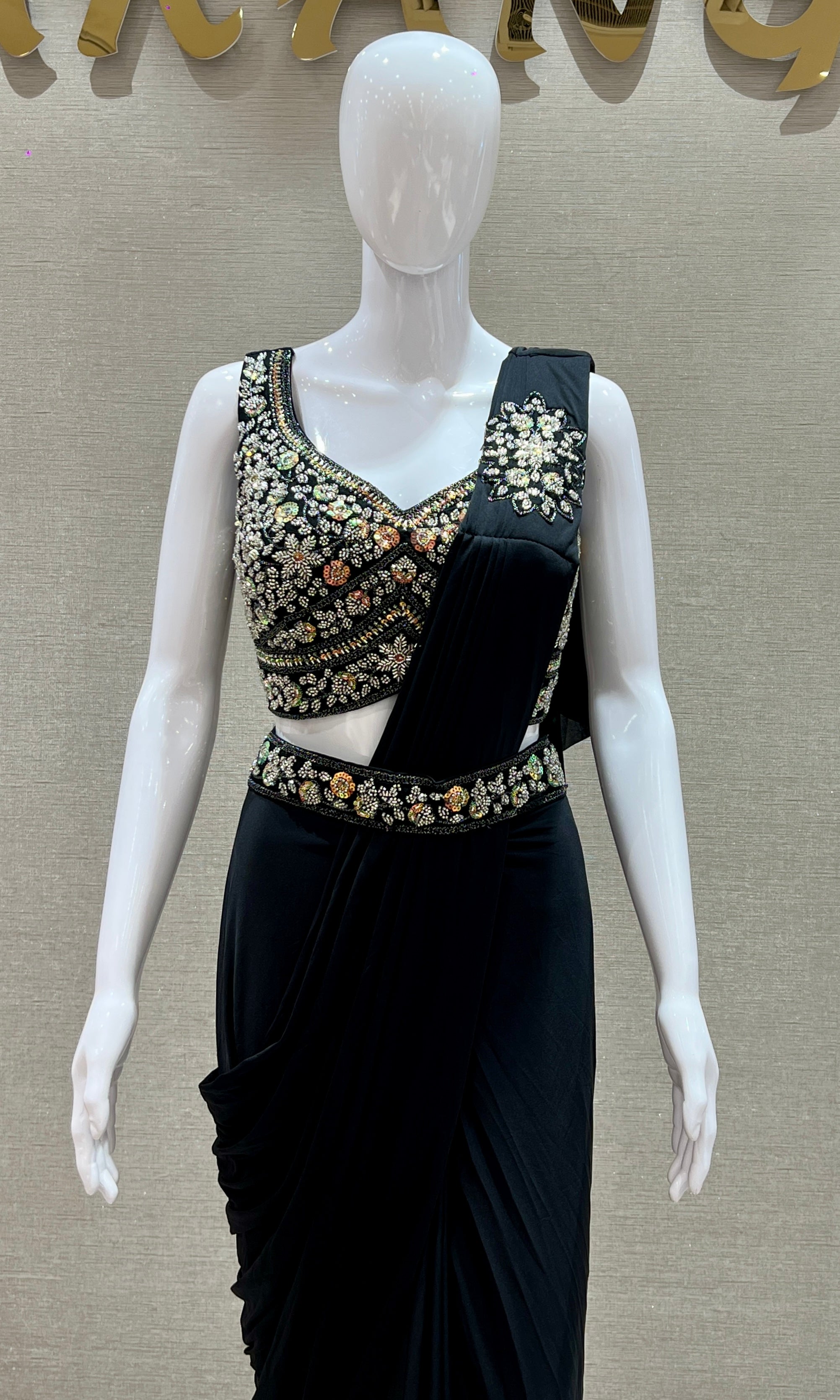 Black one minute saree