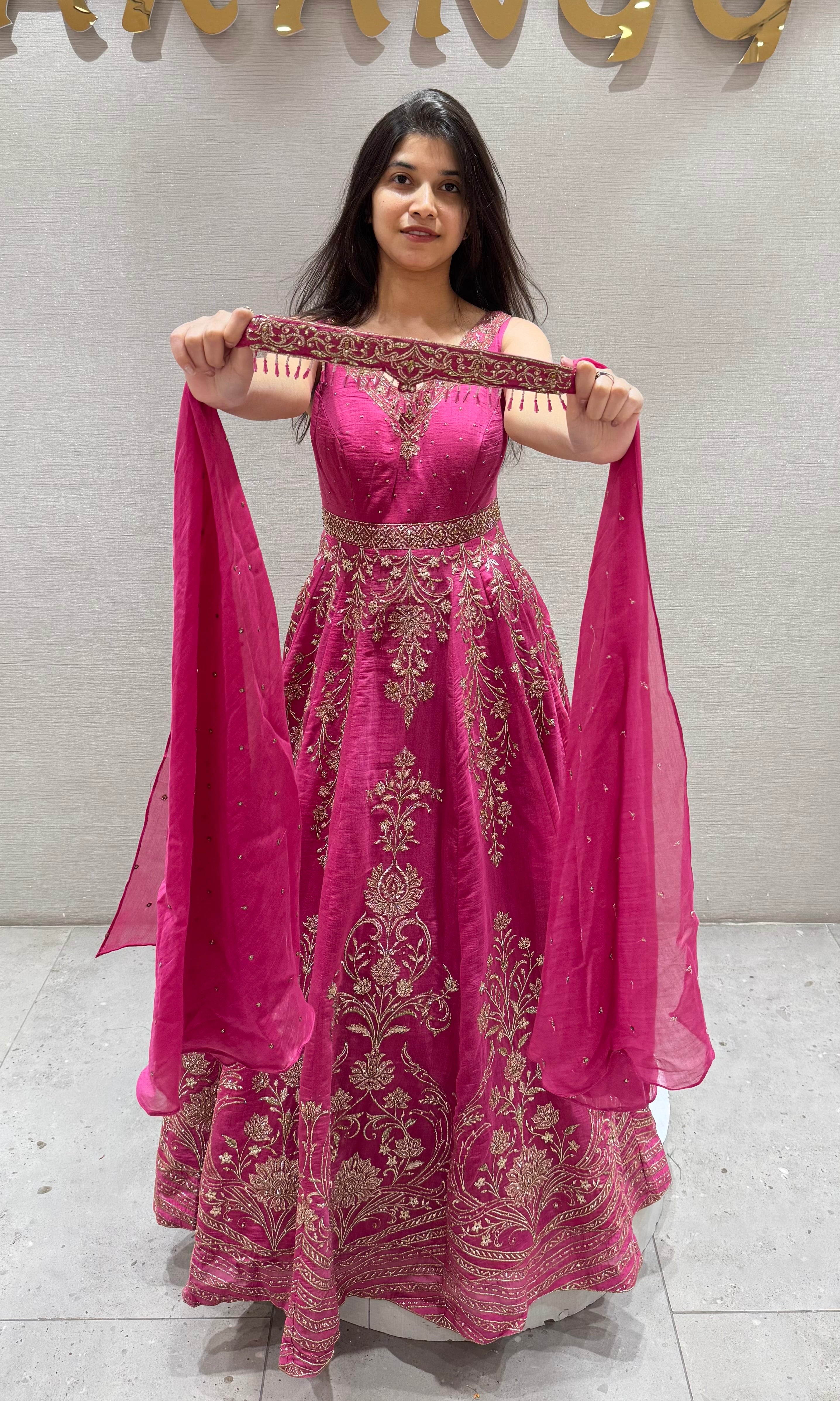 Rani Pink Georgette Anarkali DRESS