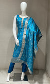 Rama blue and gold ethnic kurta set