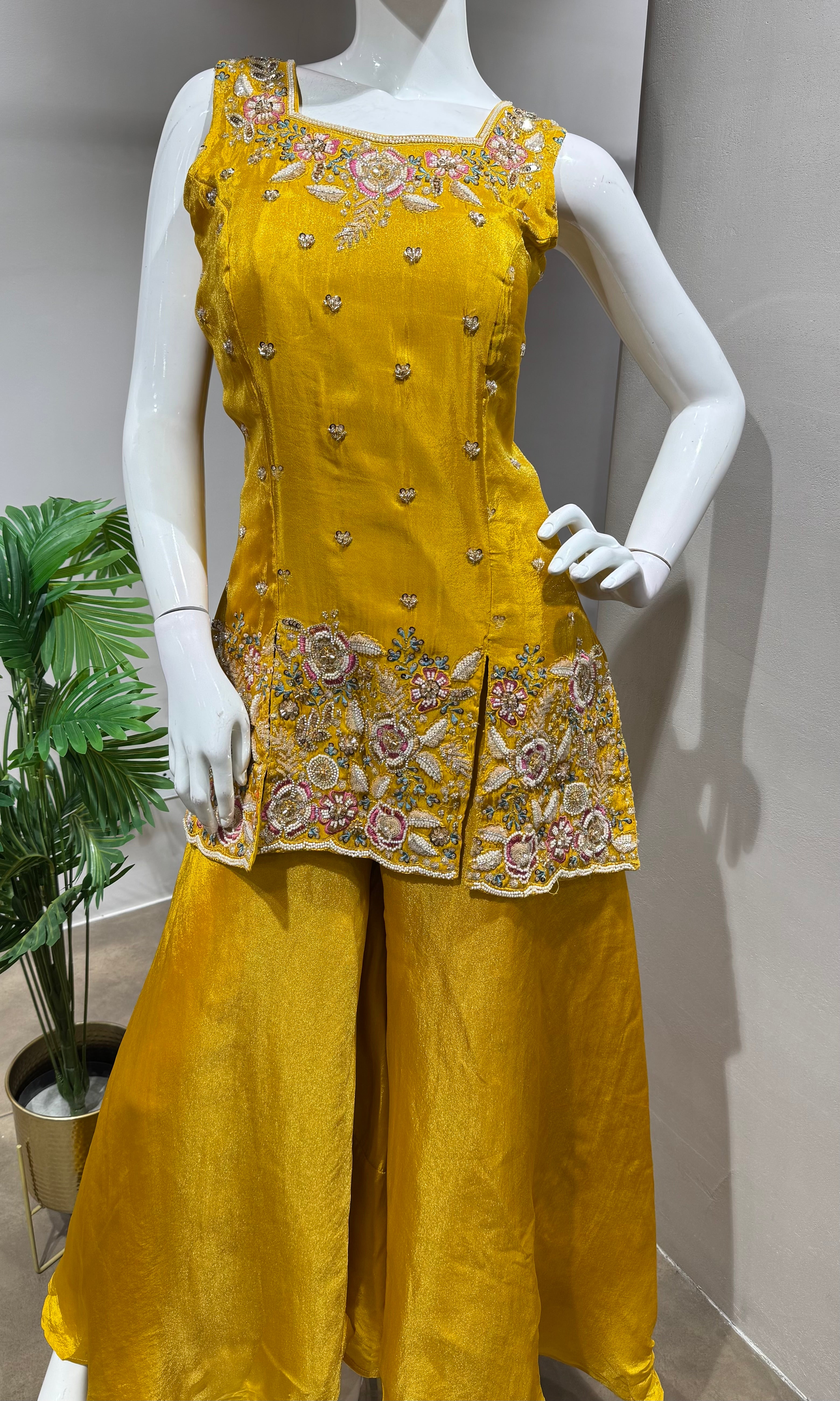 YELLOW GOLDEN GLOW SHARARA SET