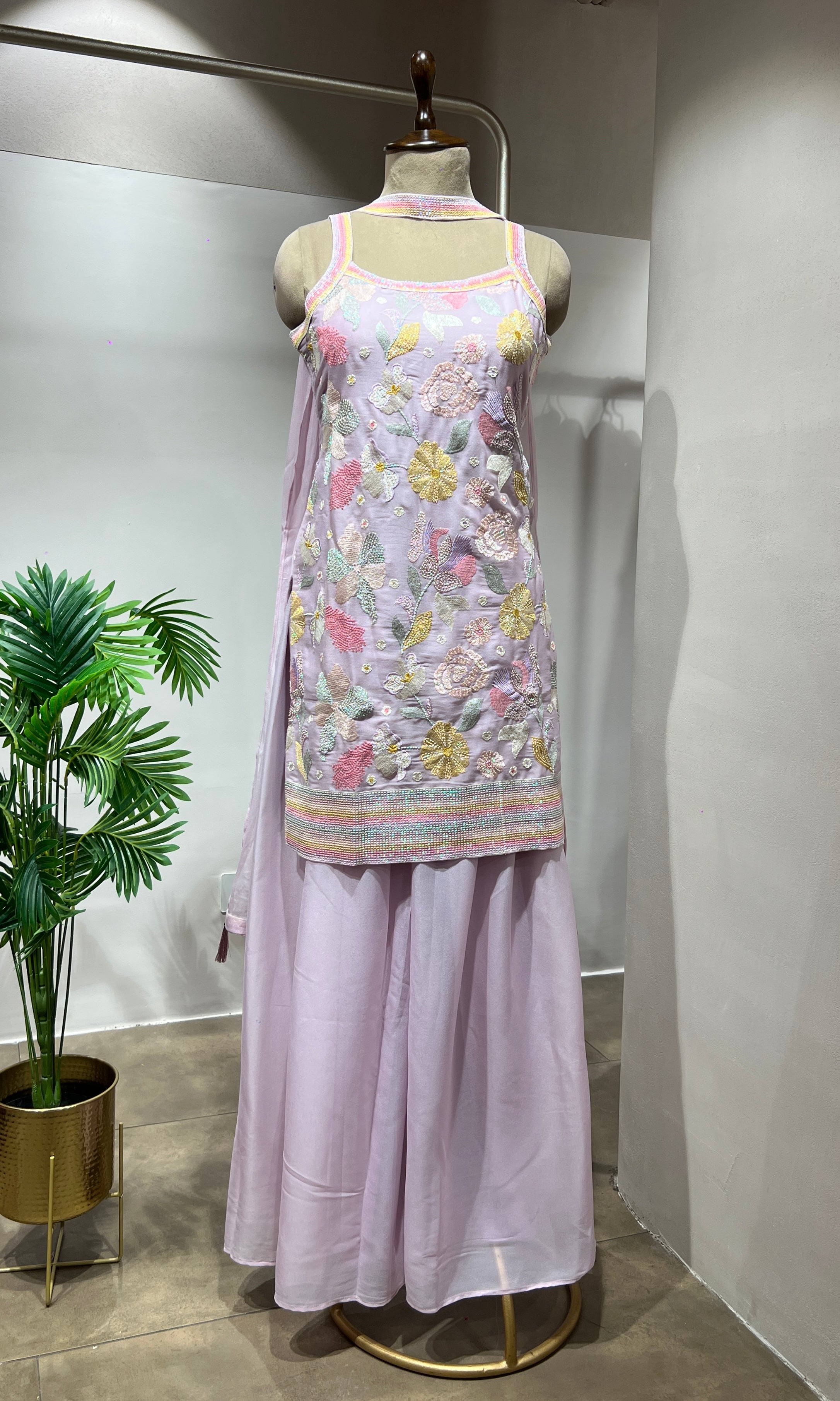 Lavender Bloom Chikankari SHARARA Set