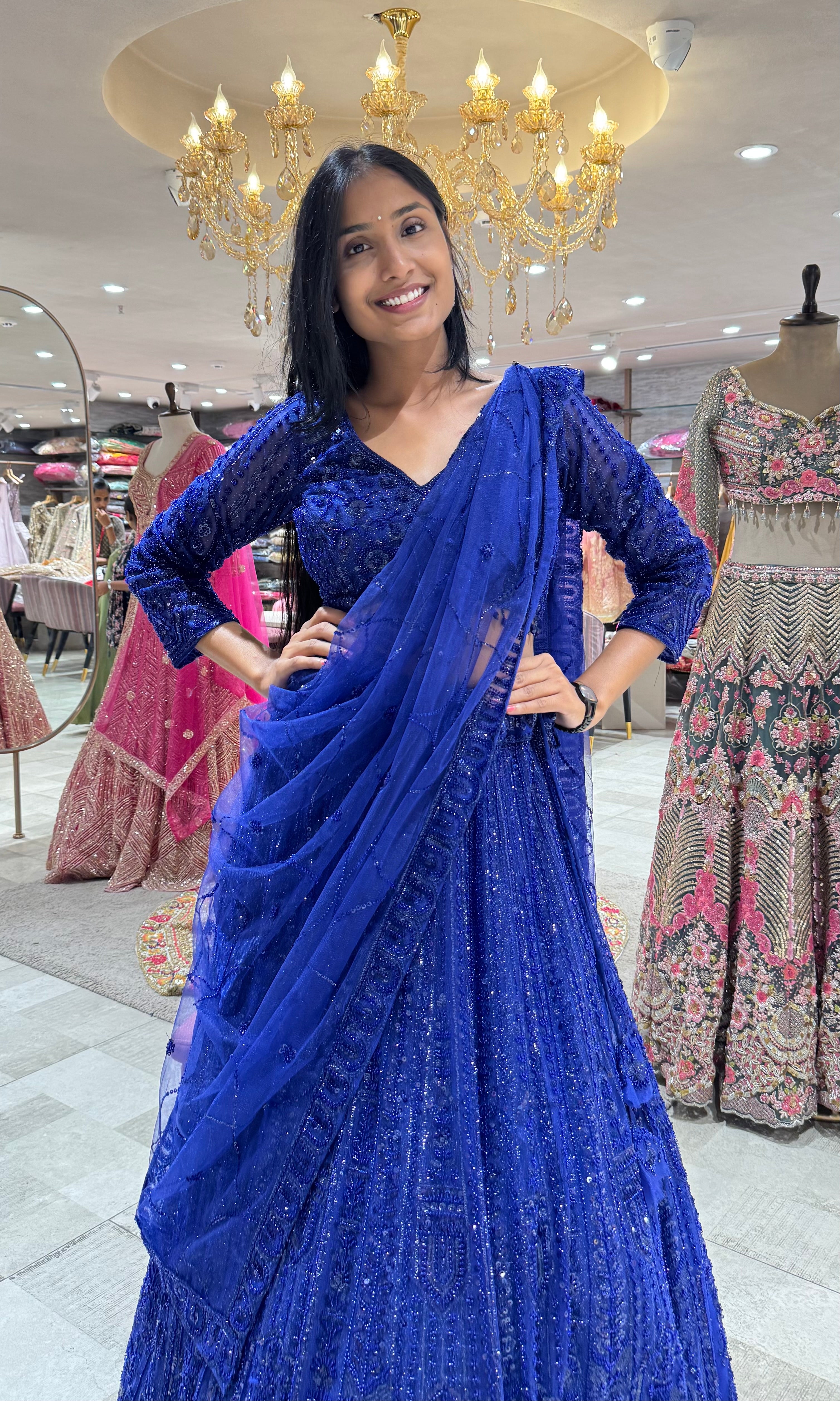 ROYAL BLUE EMBELLISHED BRIDAL LEHENGA