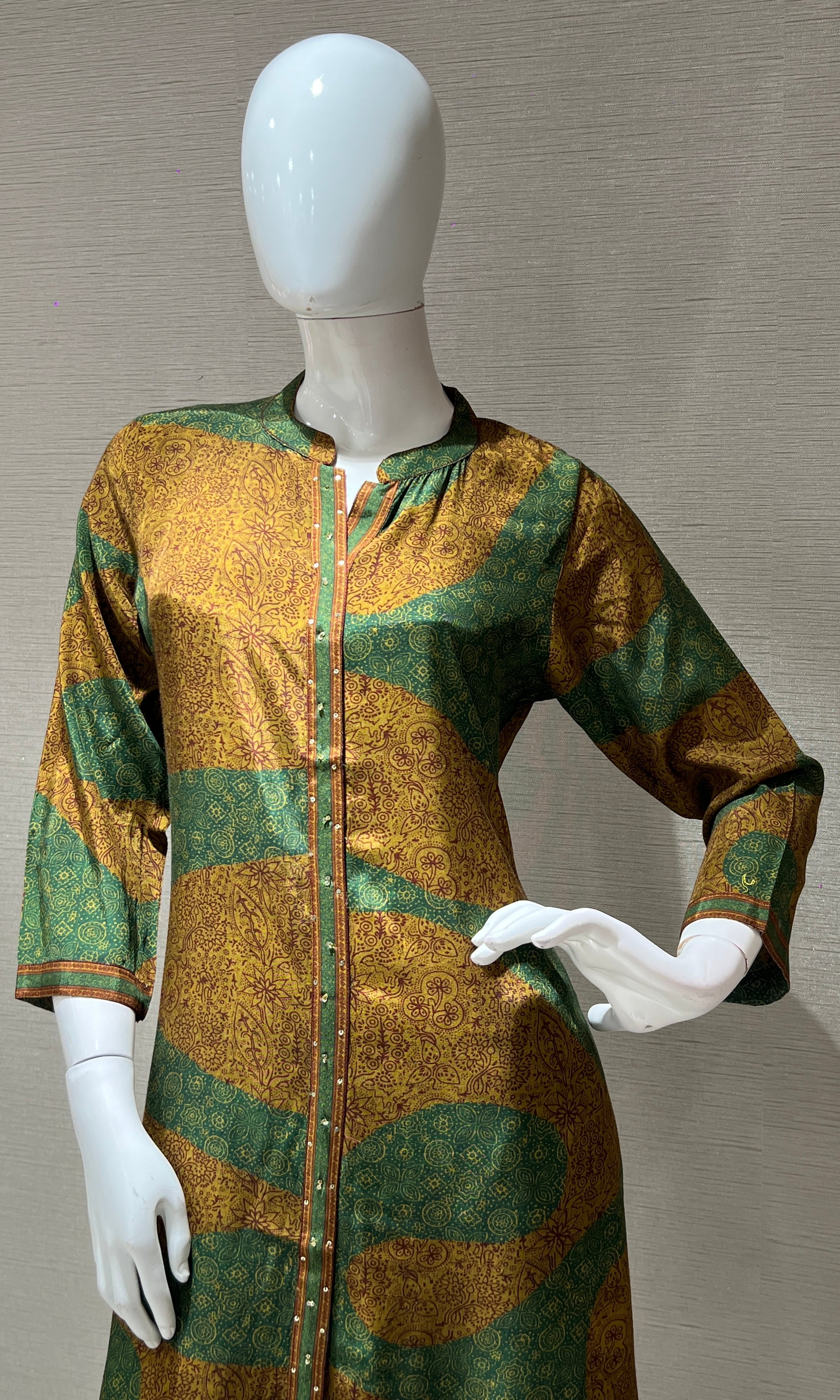green Kurti top with bottom