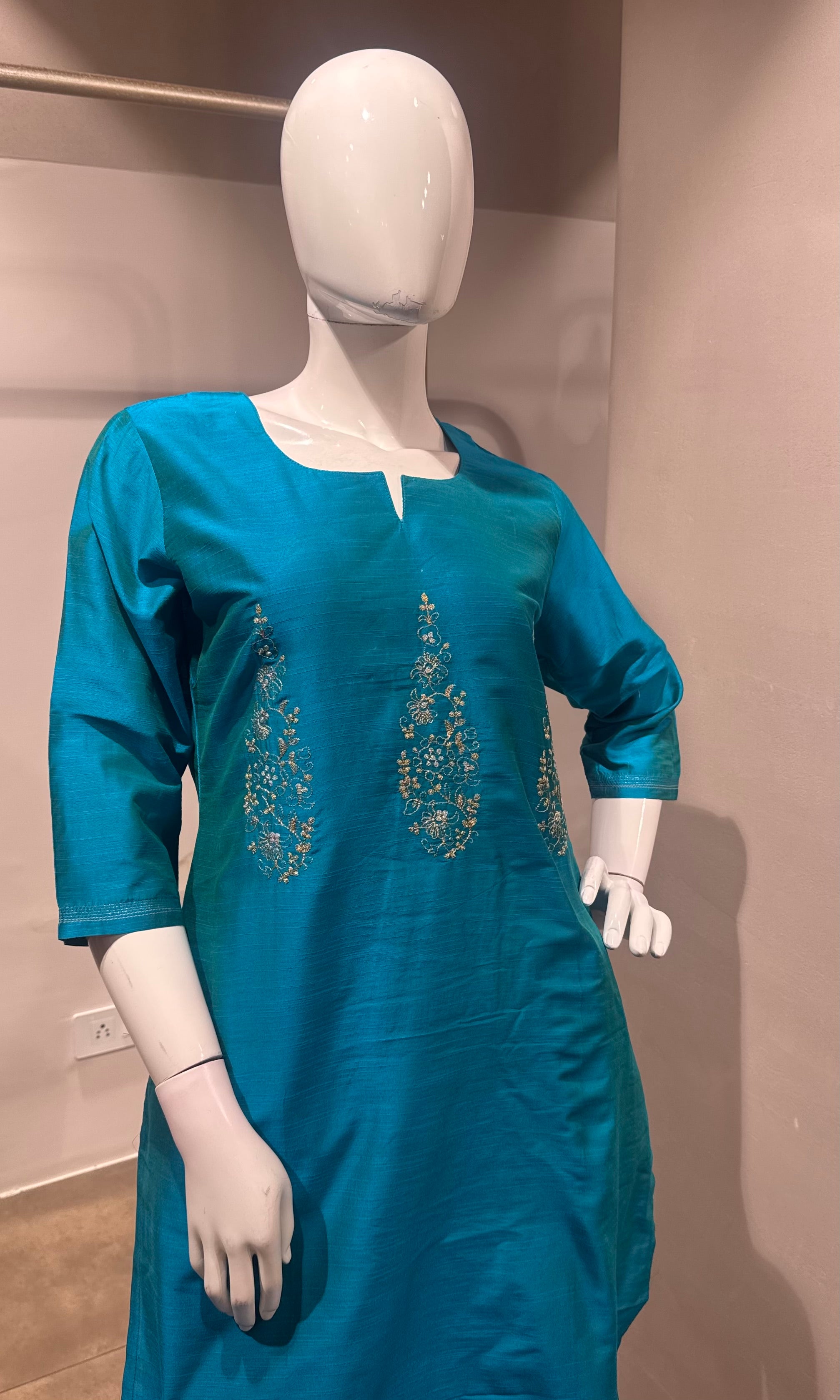 Rama Blue Straight Salwar Kurta Set with Dupatta