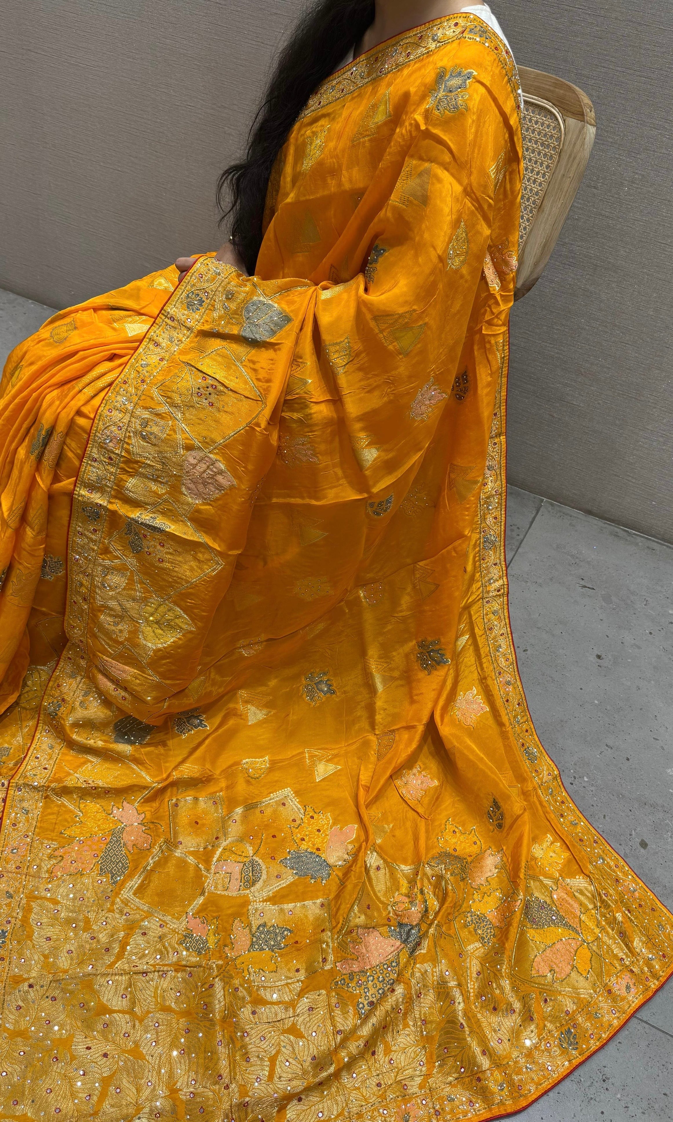 Gold Yellow Banarasi saree