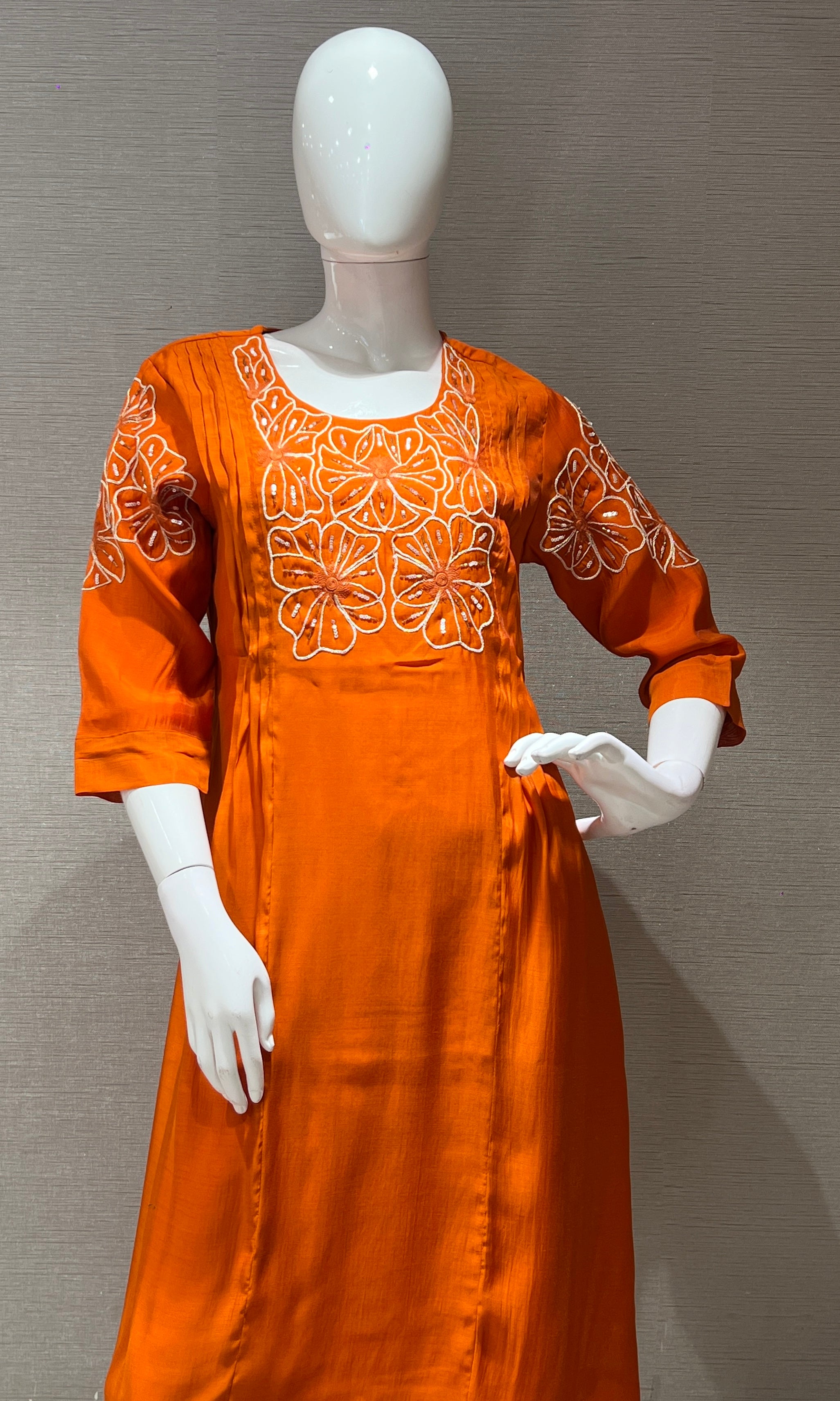 Rust FLORAL MUL CHANDERI kurta set