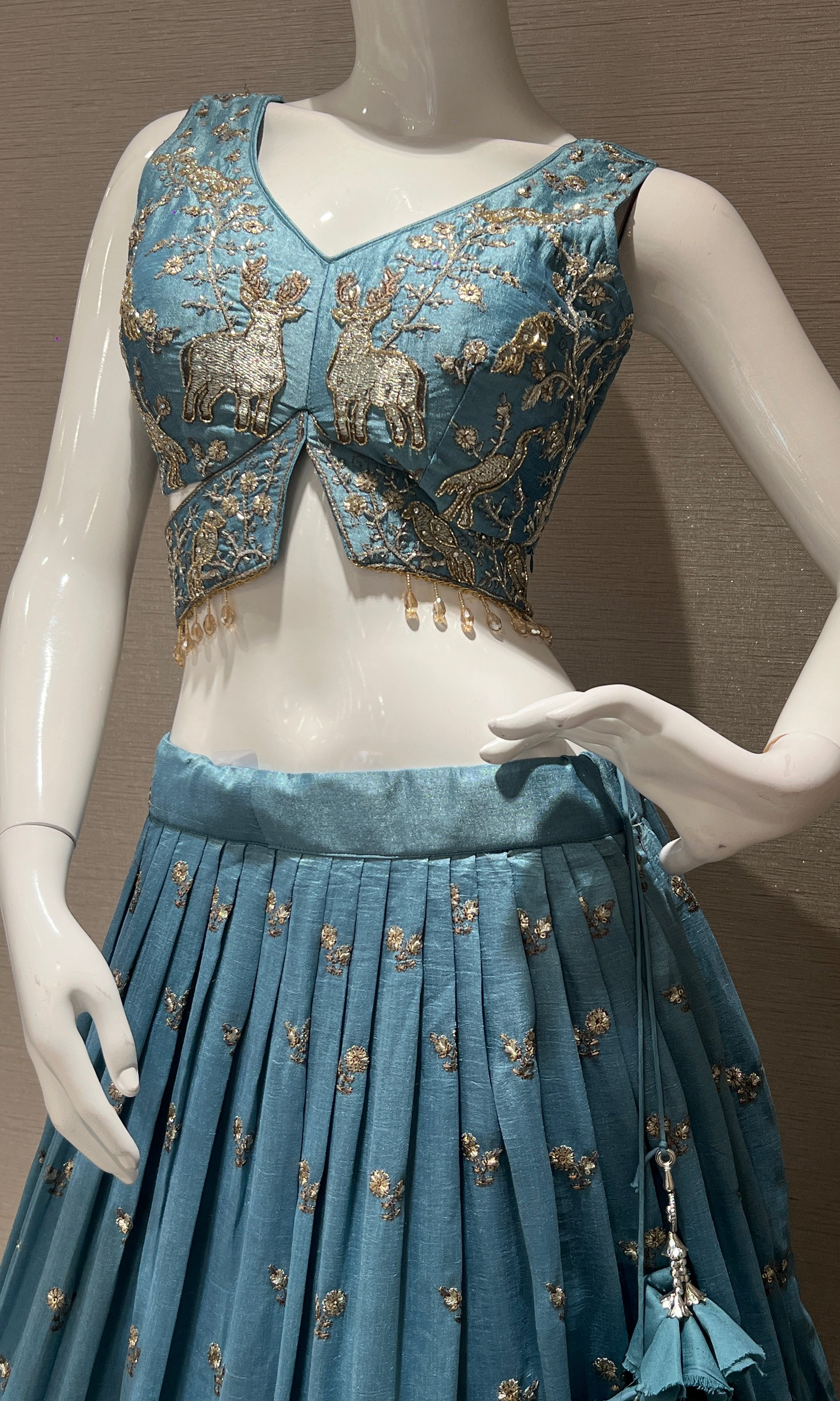 Light Blue Embroidered Lehenga