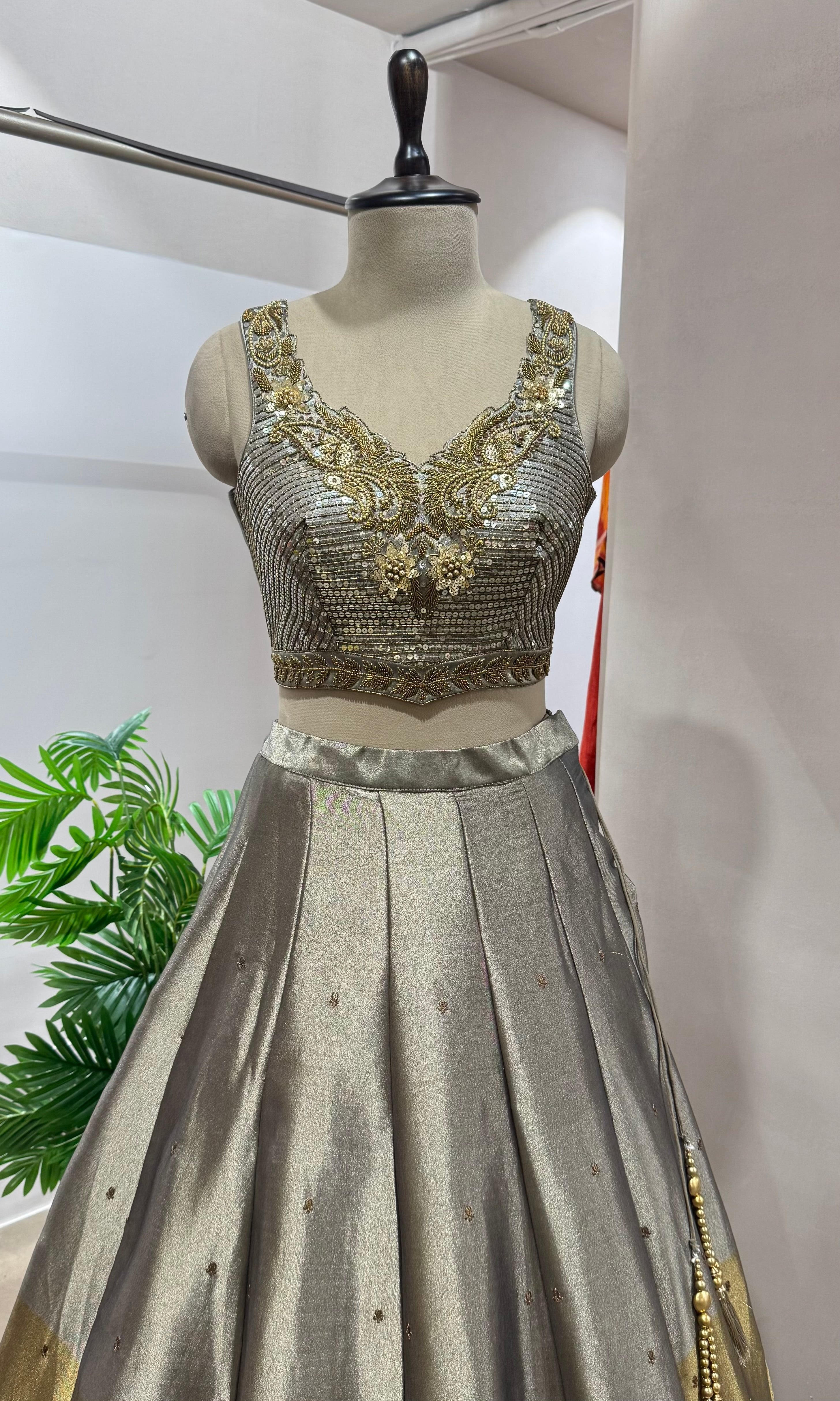 Copper gold Lehenga