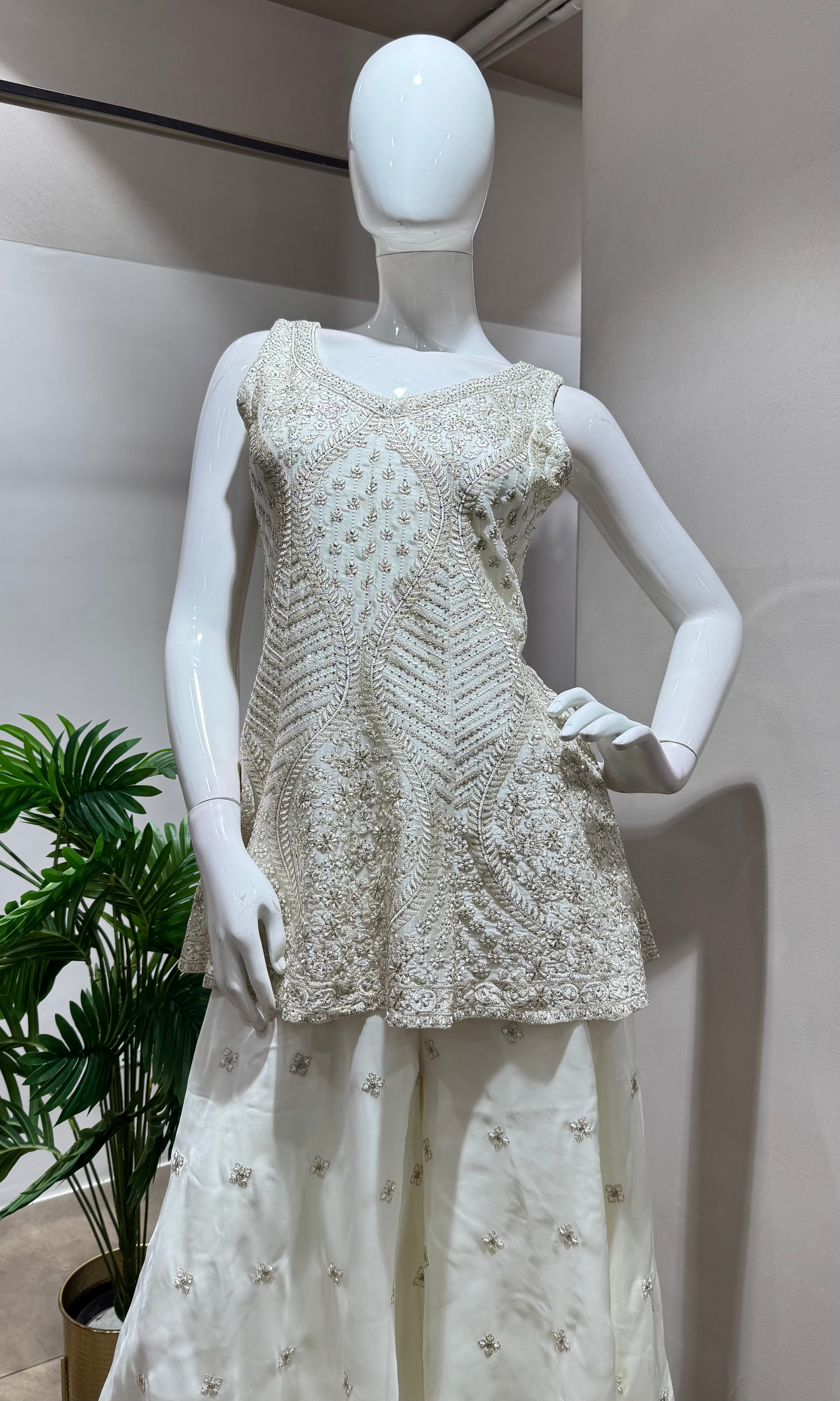 WHITE ETHNIC PALAZZO SET