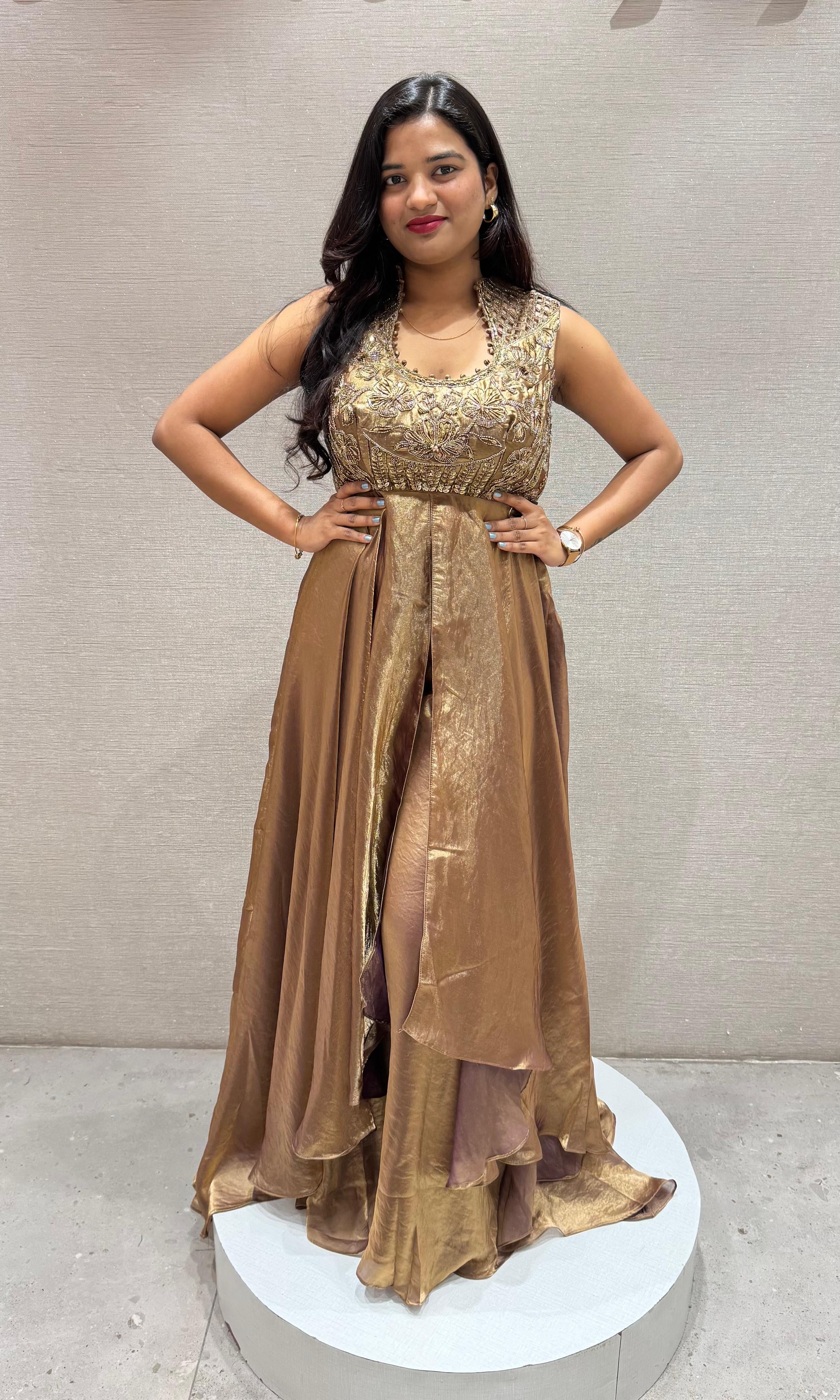 Brown FRONT SLIT PALAZZO SET