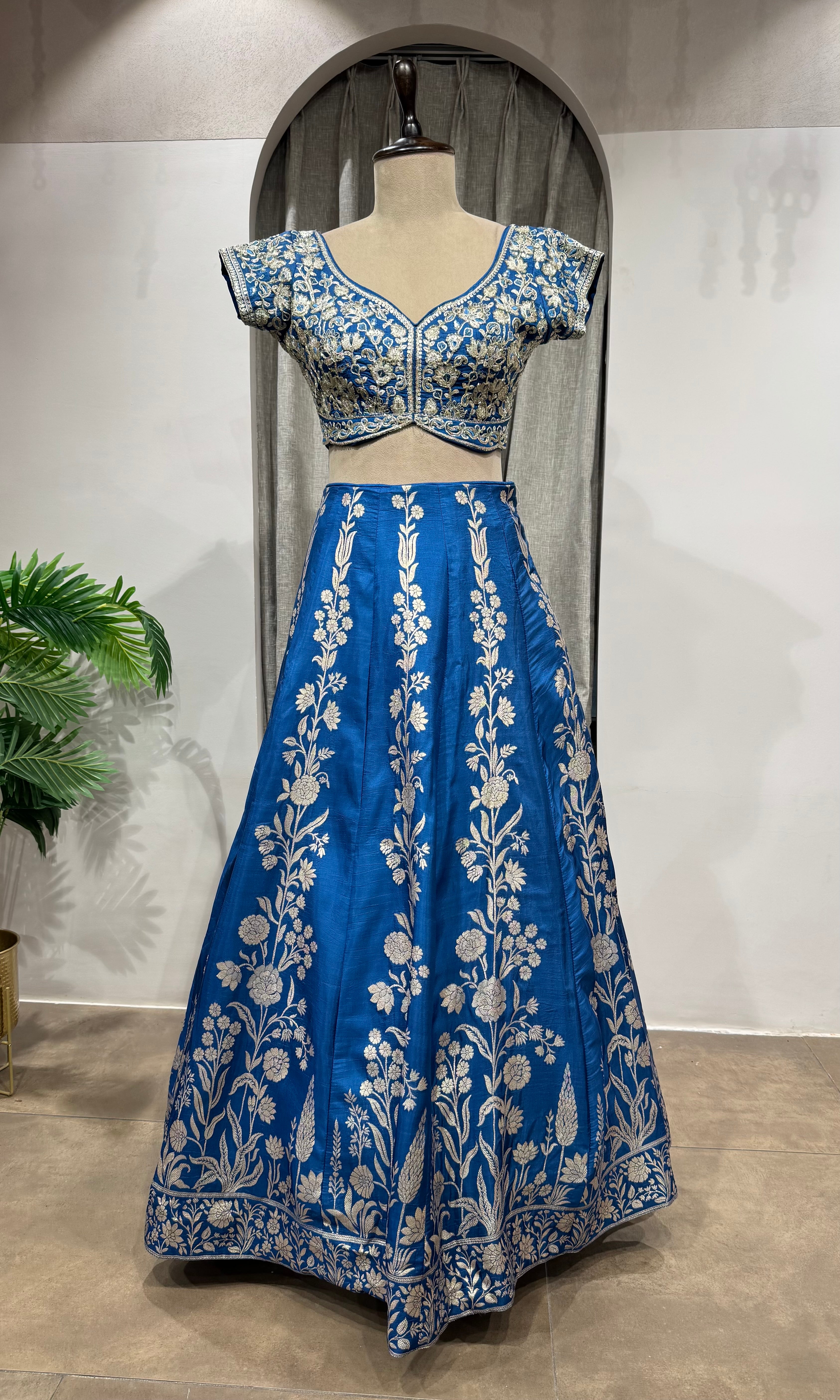 BLUE EMBROIDERED BANARASI lehenga