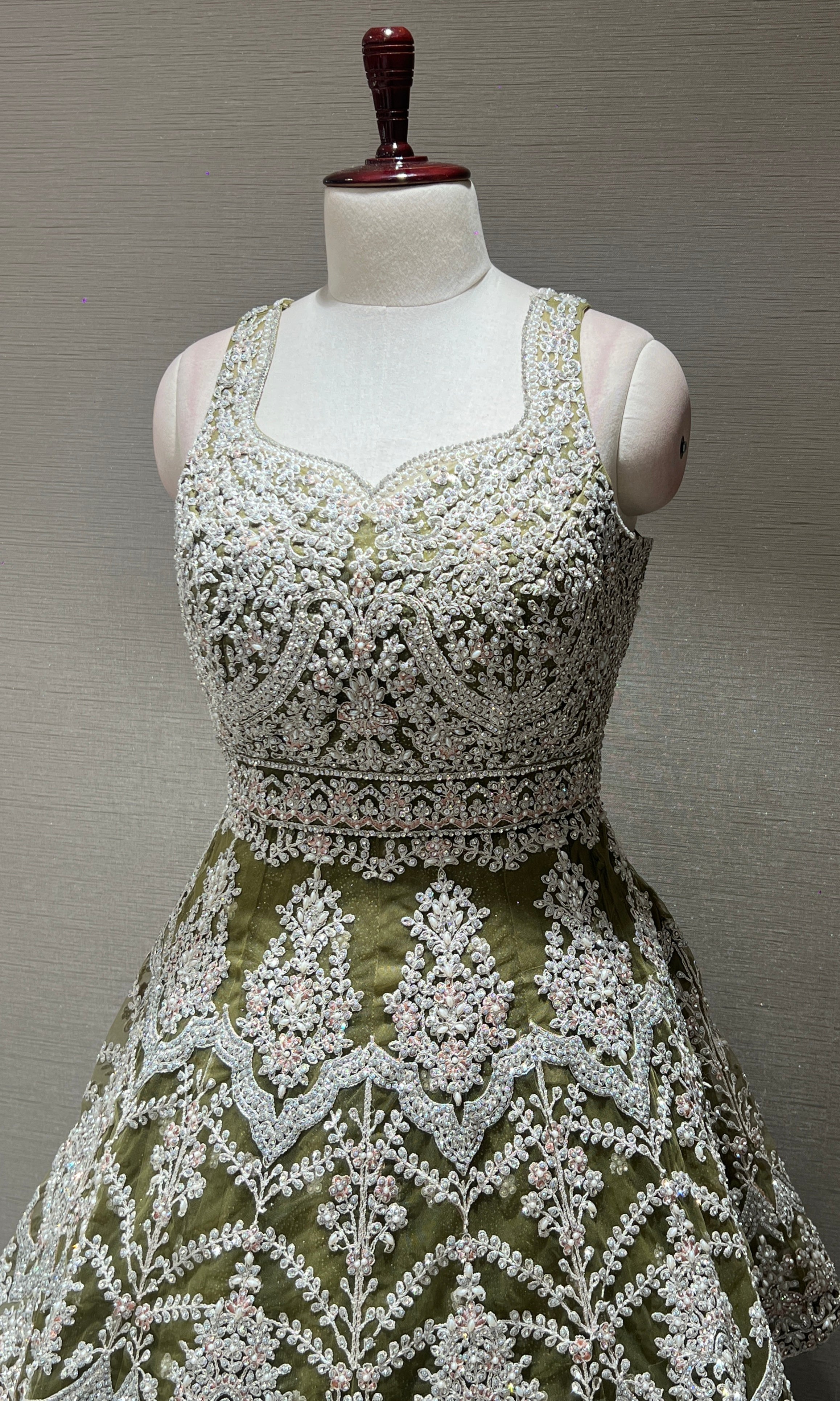 Mint Green Layered Peplum Lehenga Set