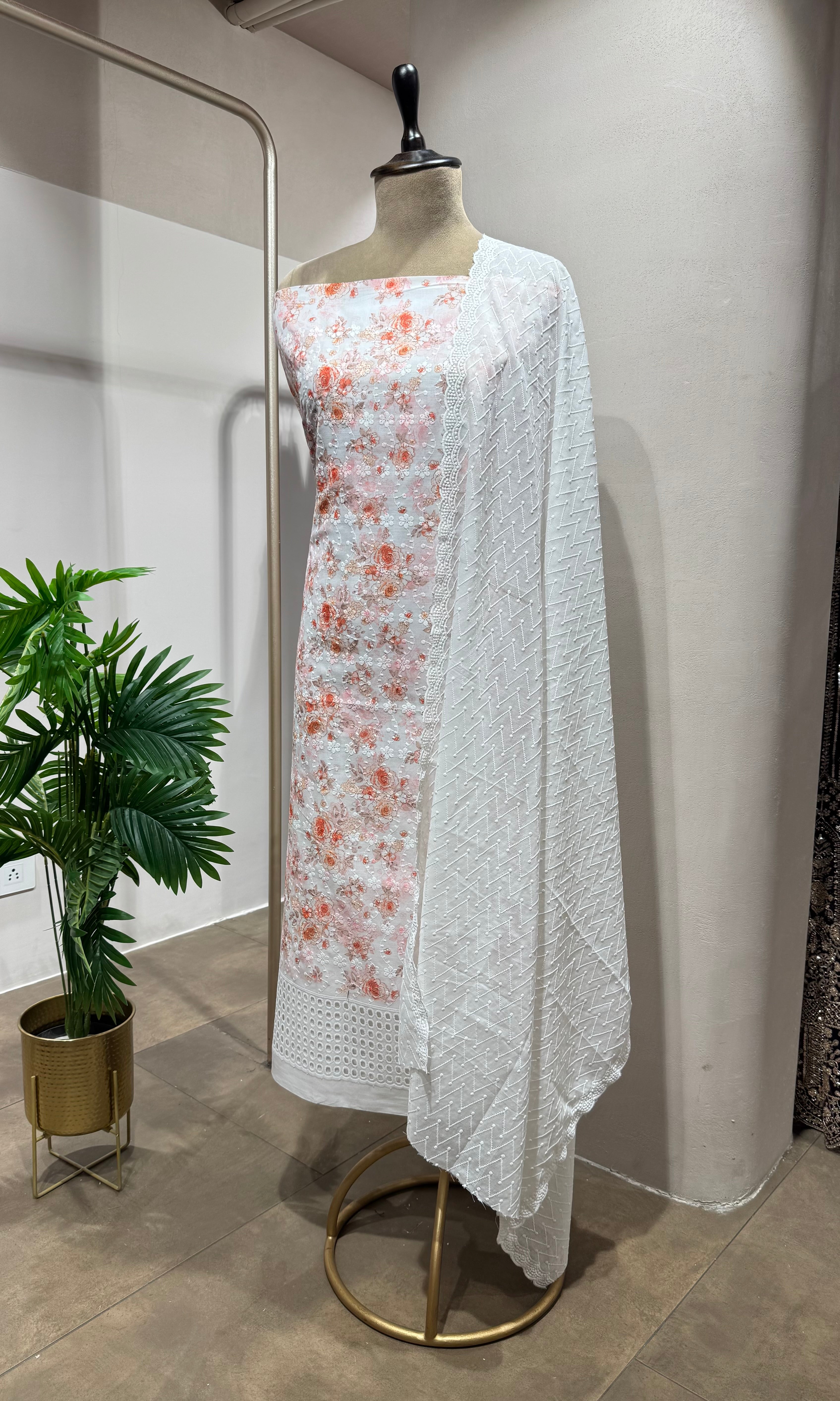 PEACH Georgette Dress Material