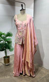 Peach Shimmer Tissue Peplum Suit
