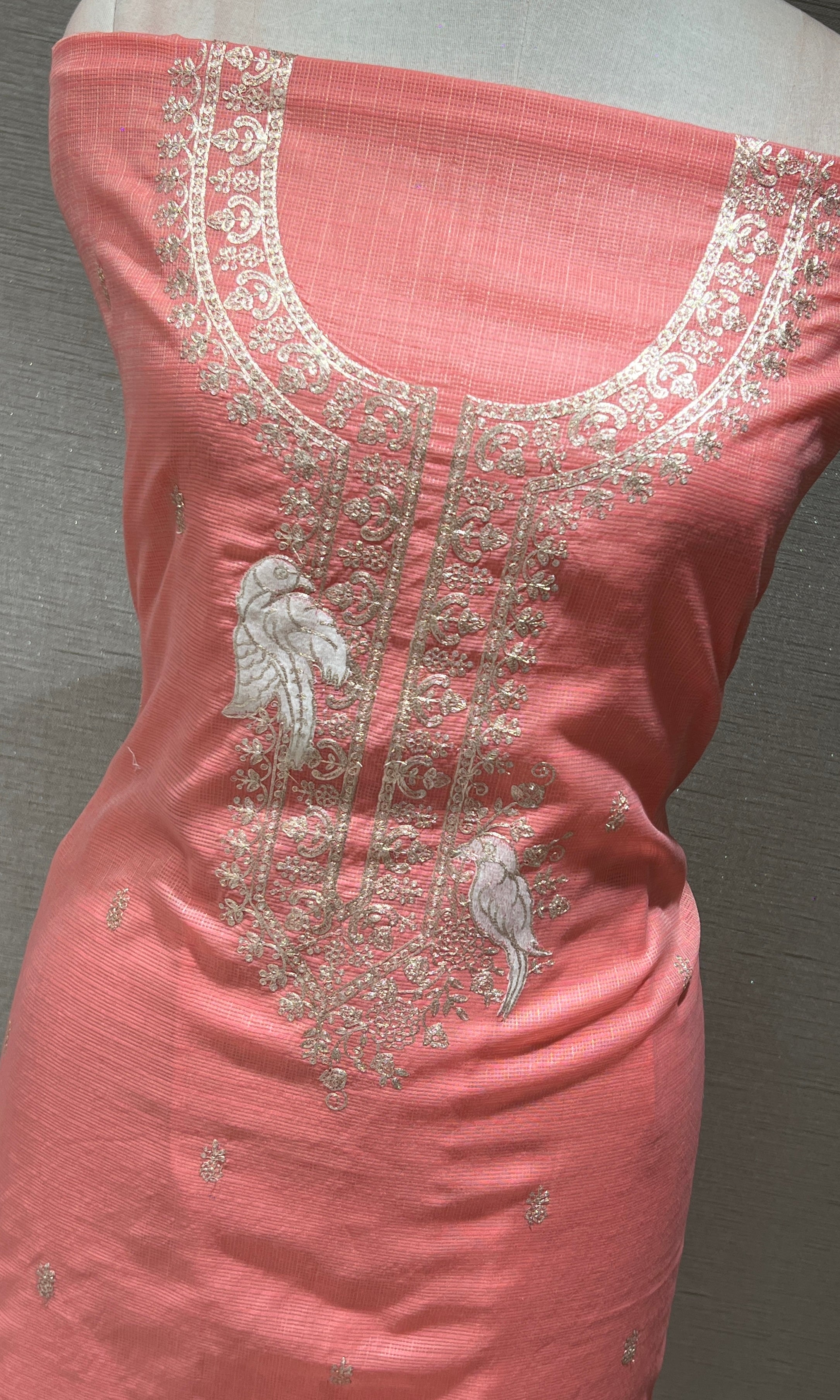 Peach GOLDEN ETHNIC dress material