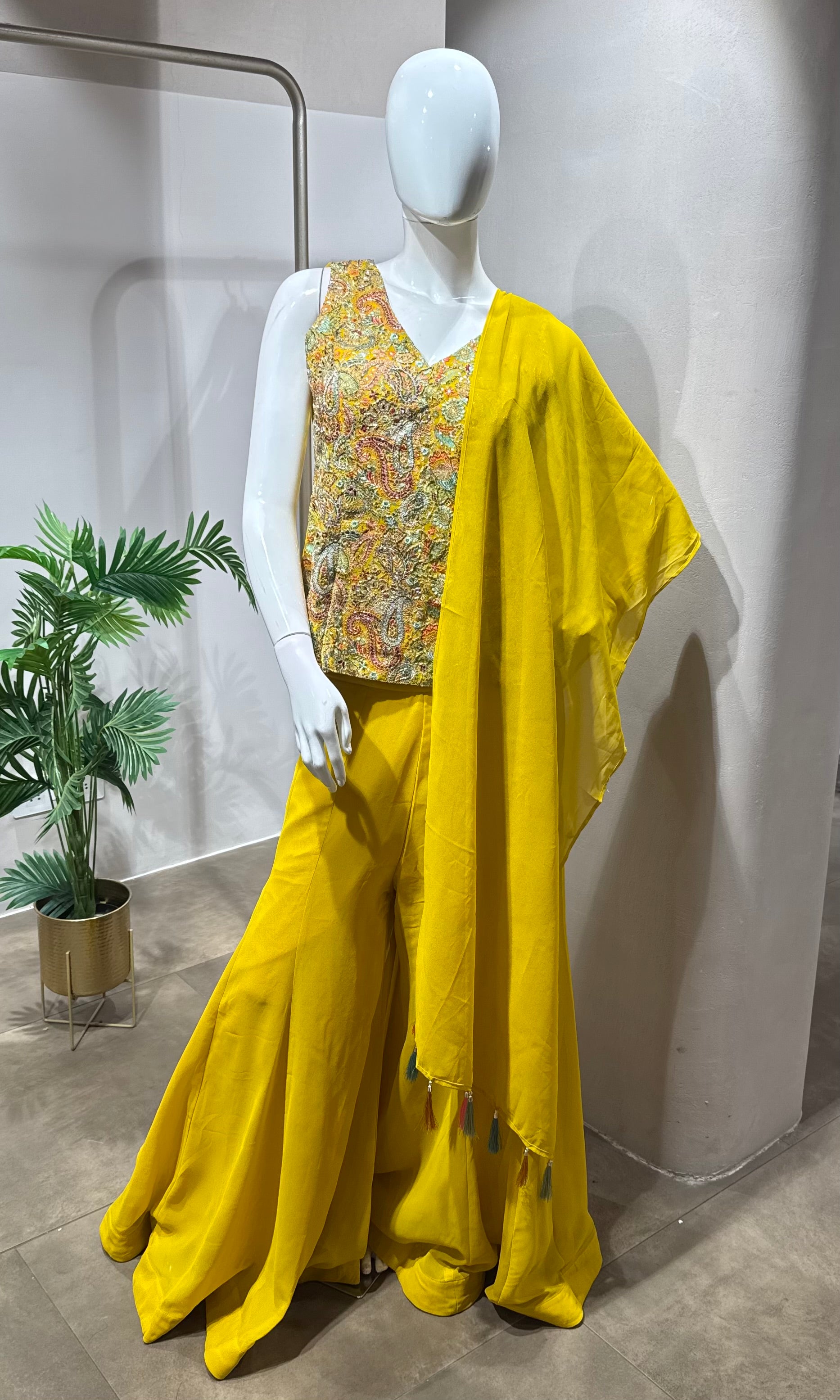 Yellow Georgette palazzo Set
