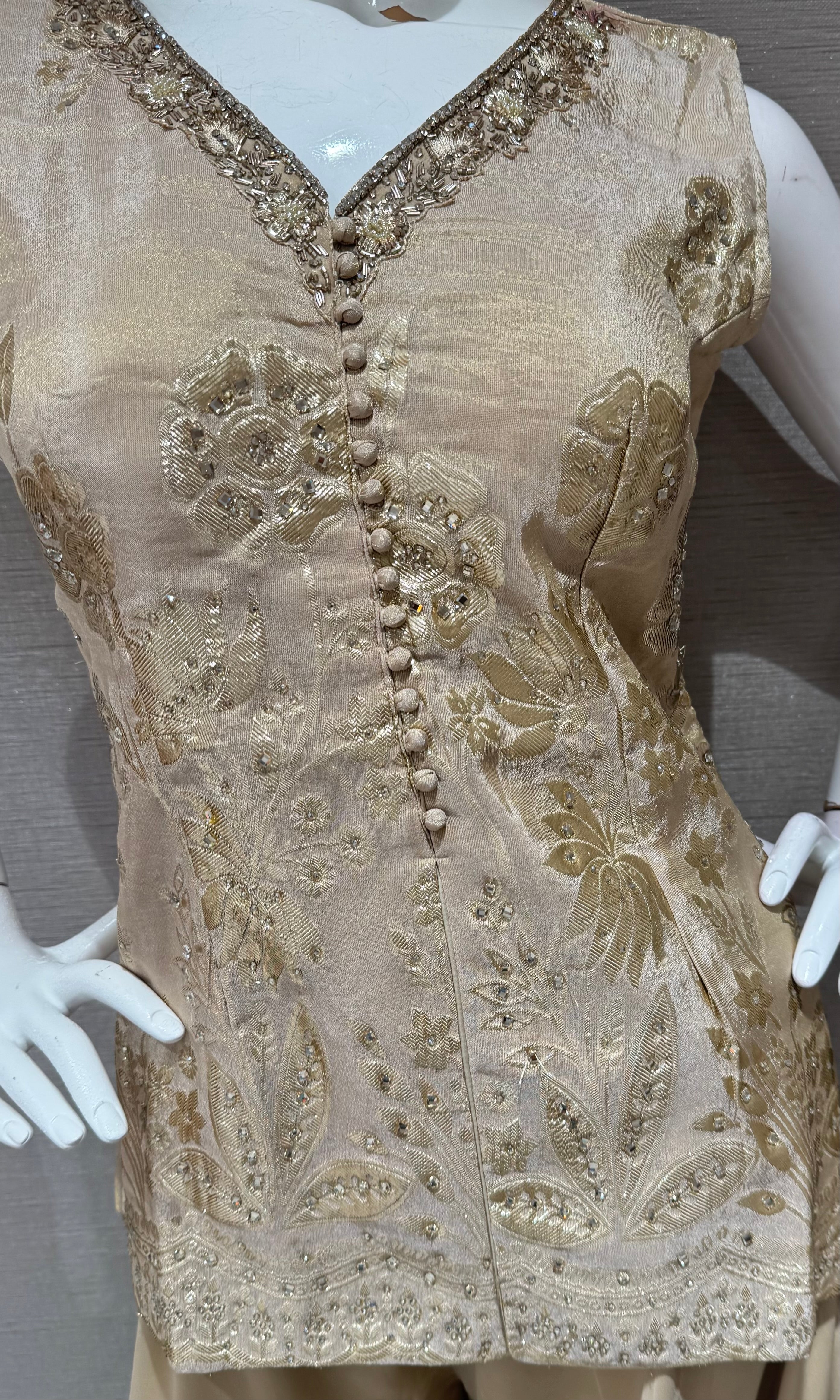 BEIGE Gold Shimmer Tissue palazzo Set