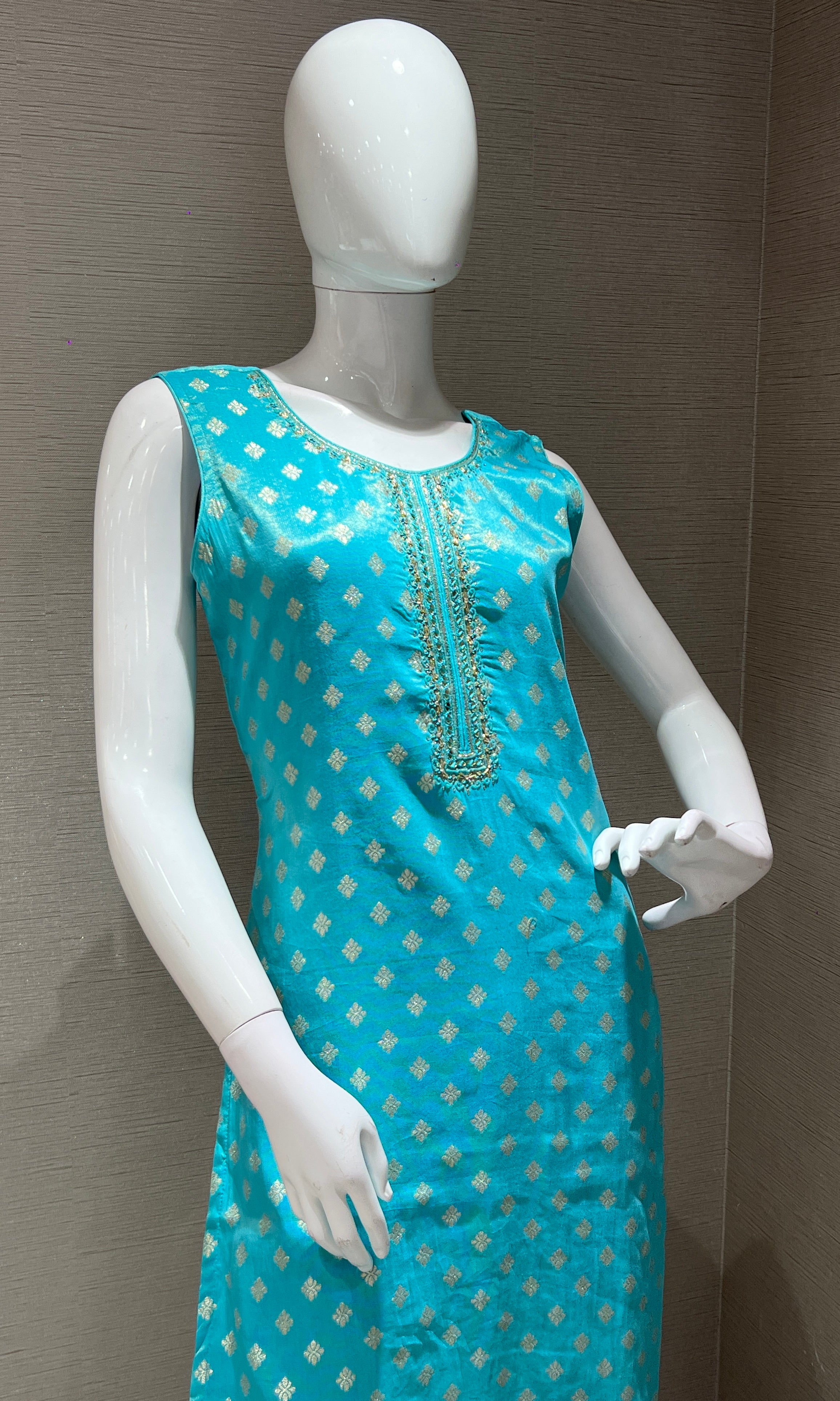 Sea Blue Banarasi EMBROIDERED Kurta Set