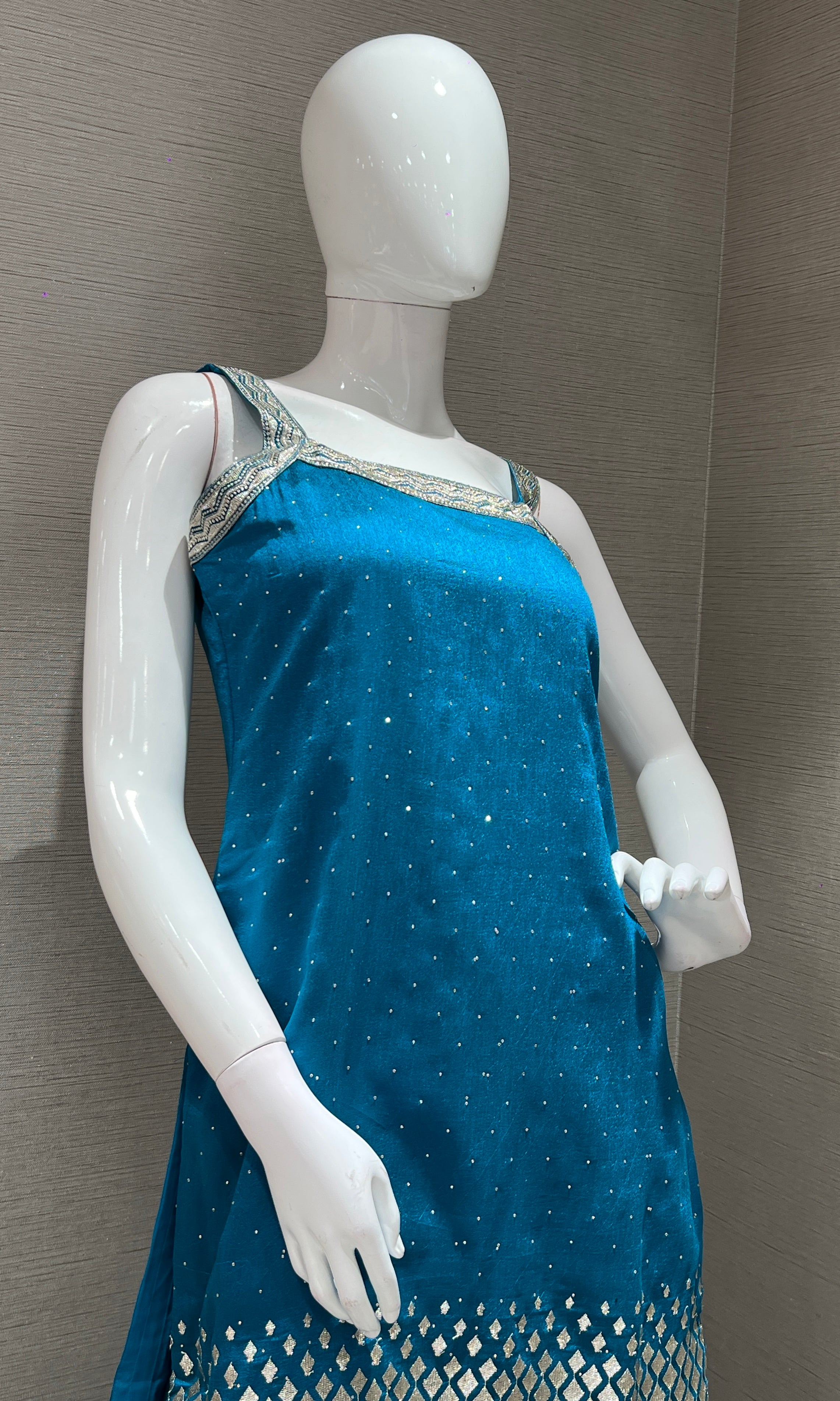 RAMA blue embroidered kurti sharara set