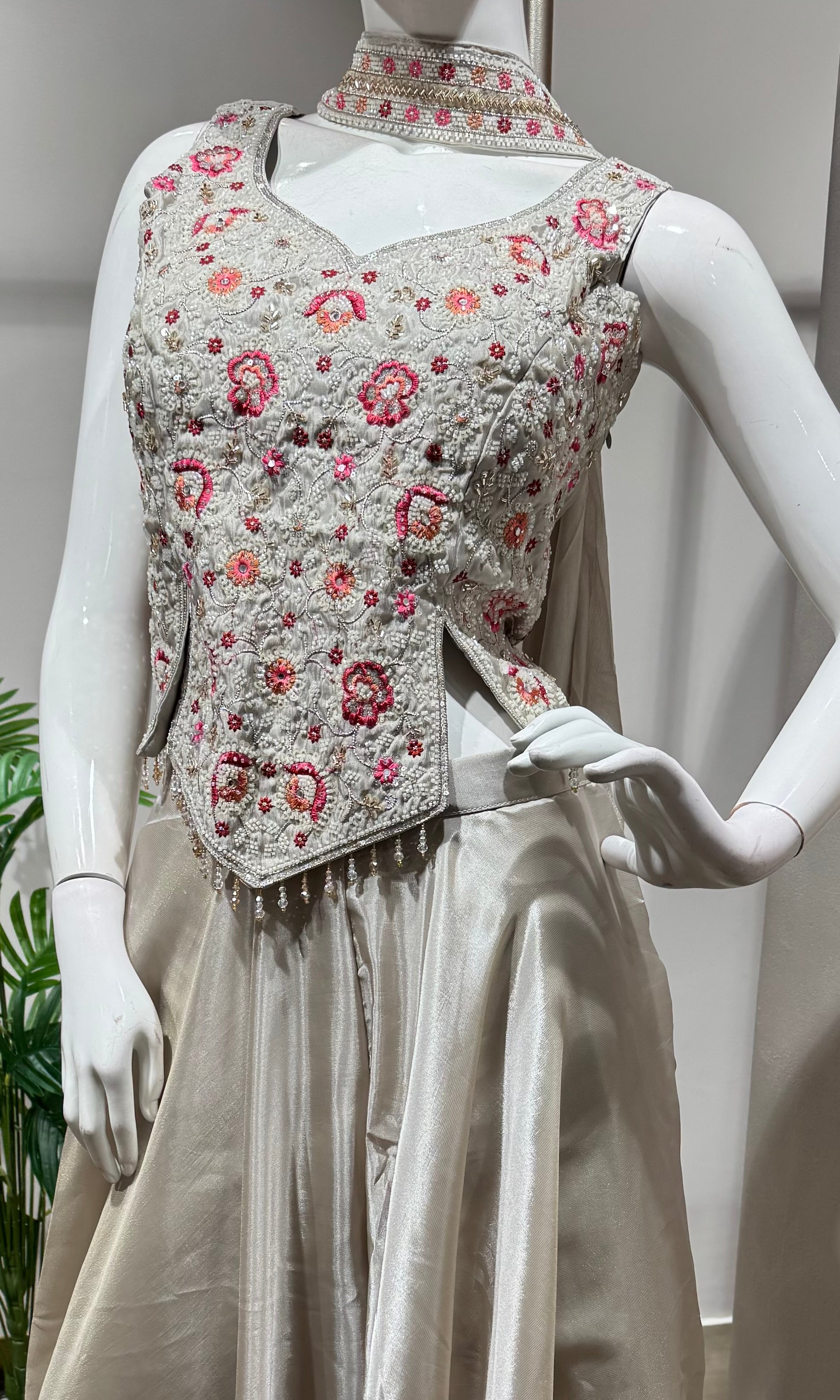 Cream Tissue with Embroidered PALAZZO