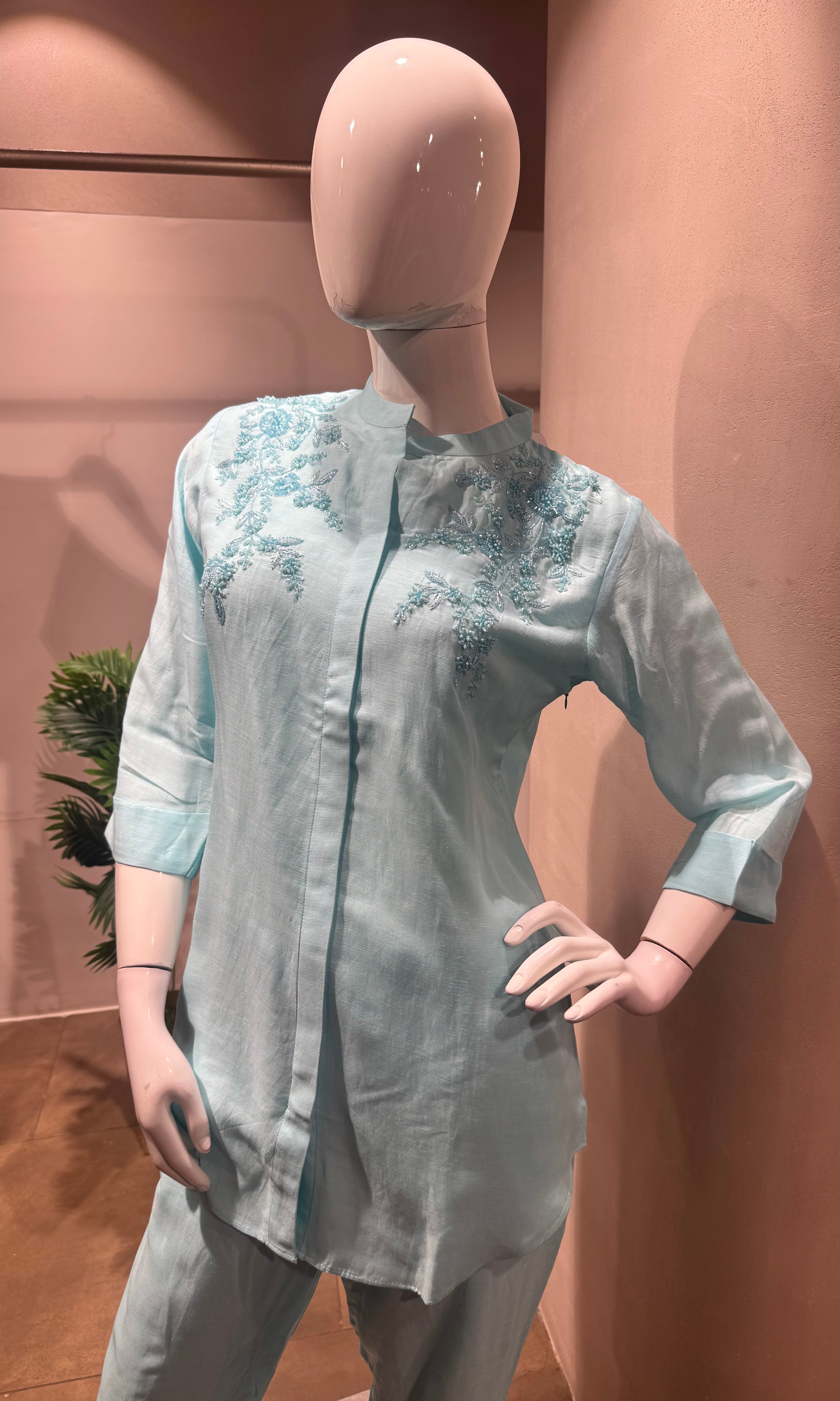 Blue Embroidered Co-ord Set