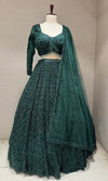Green Sequins and Beads Heavy Embroidered Lehenga