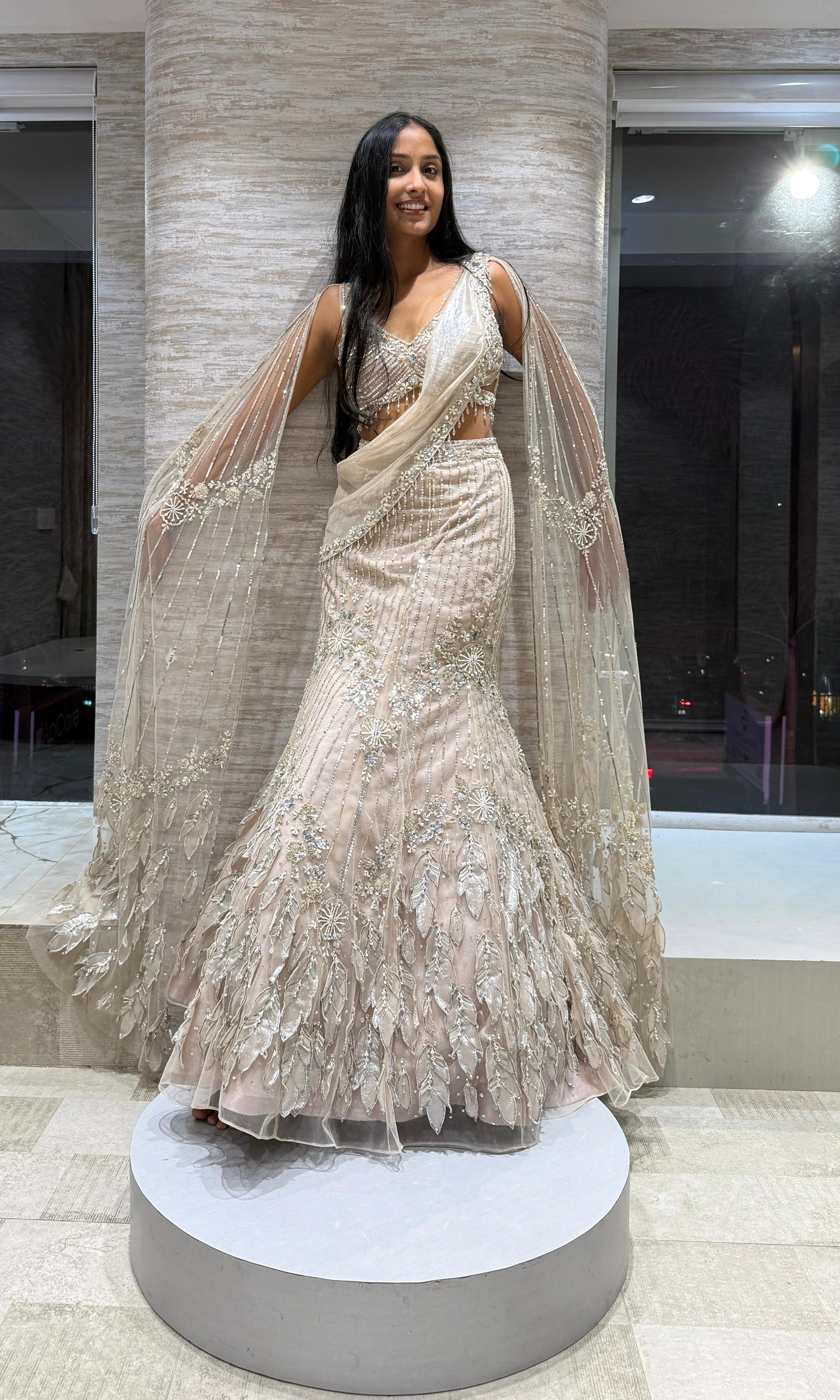 fawn Crystal Elegance Lehenga