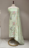 Pastel Light Green Floral Embroidery Dress material