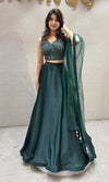 Dark Green Designer Lehenga with Crop Top