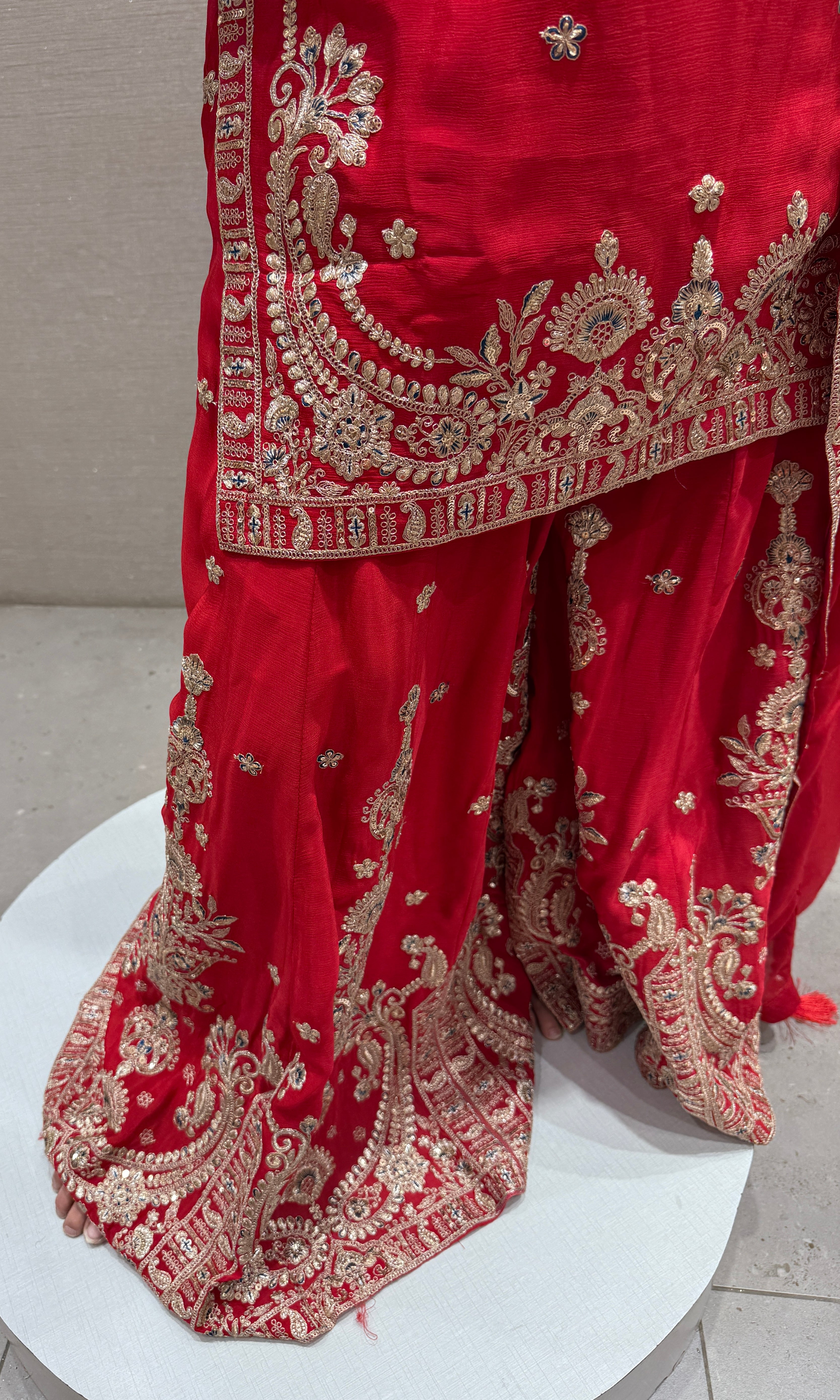 Royal Red embroidered Sharara Set
