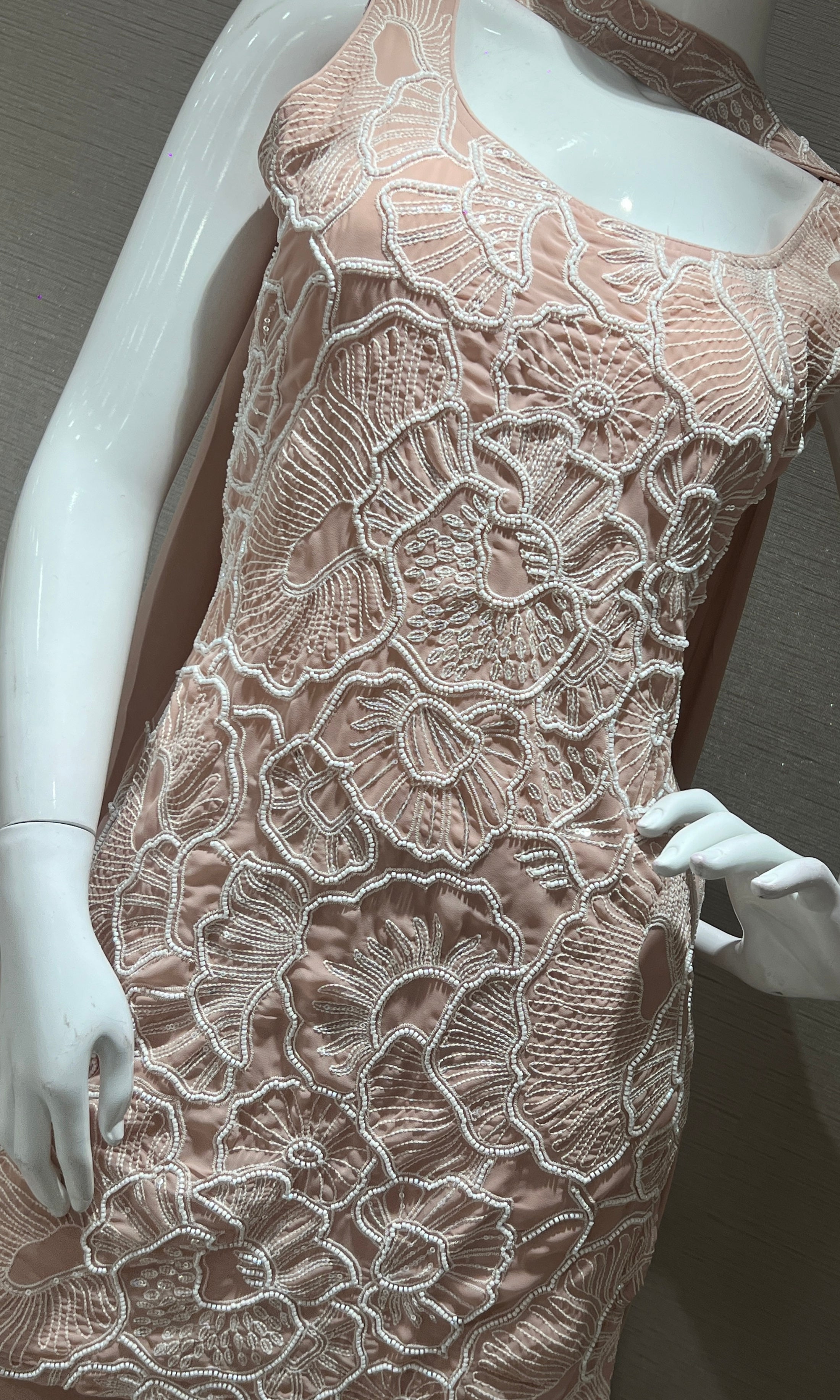 Light peach palazzo with floral embroidery