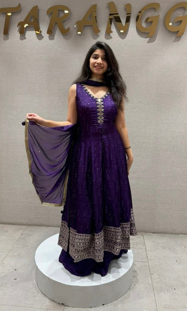 Royal Amethyst Front Slit Anarkali KURTA Set