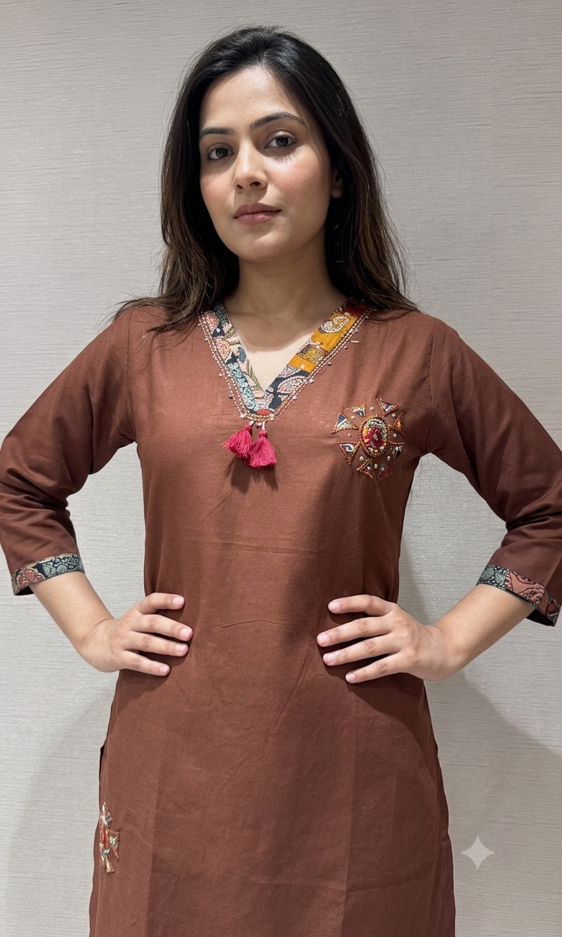 Brown Floral Cord Set