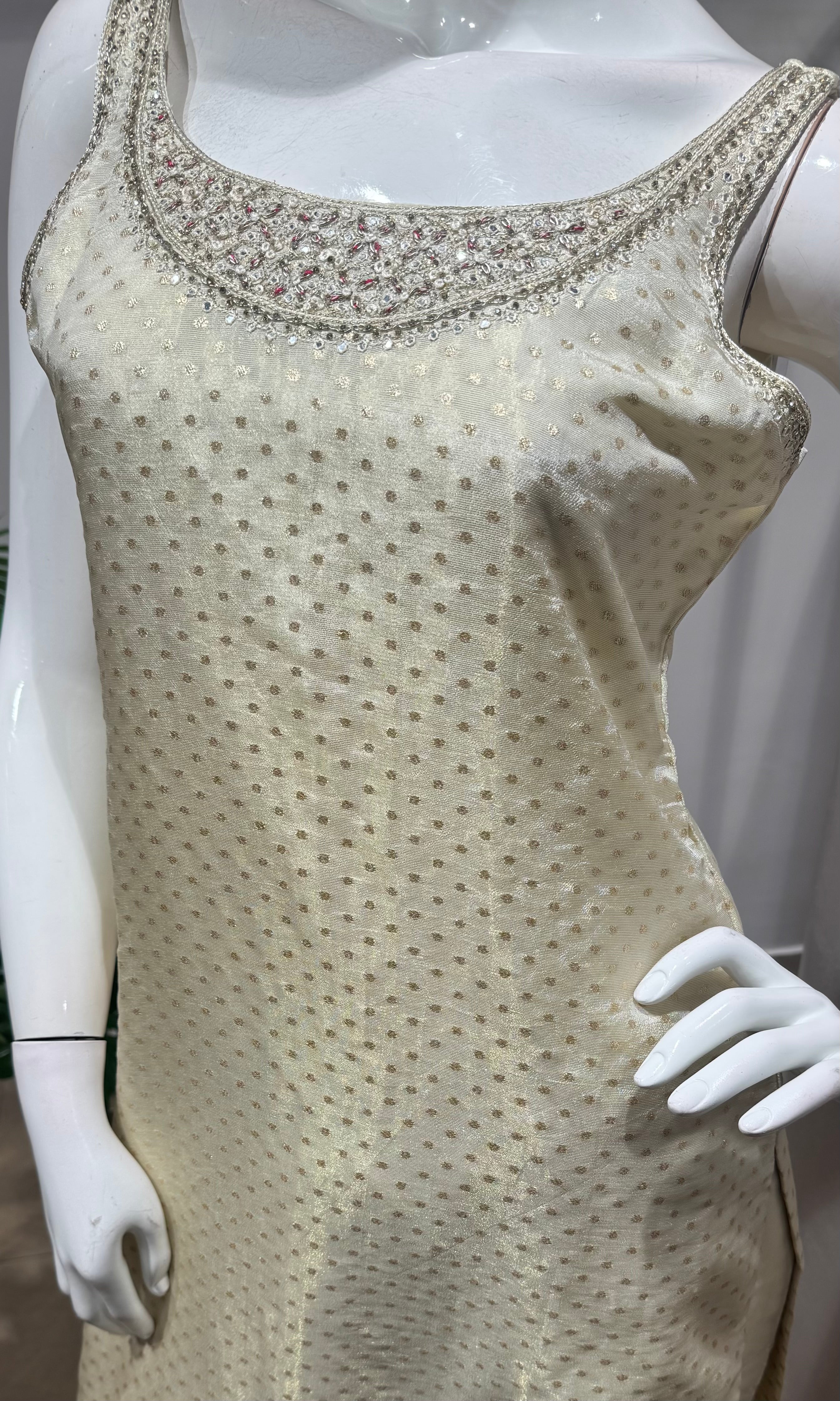 Cream embroidered kurta set with dupatta