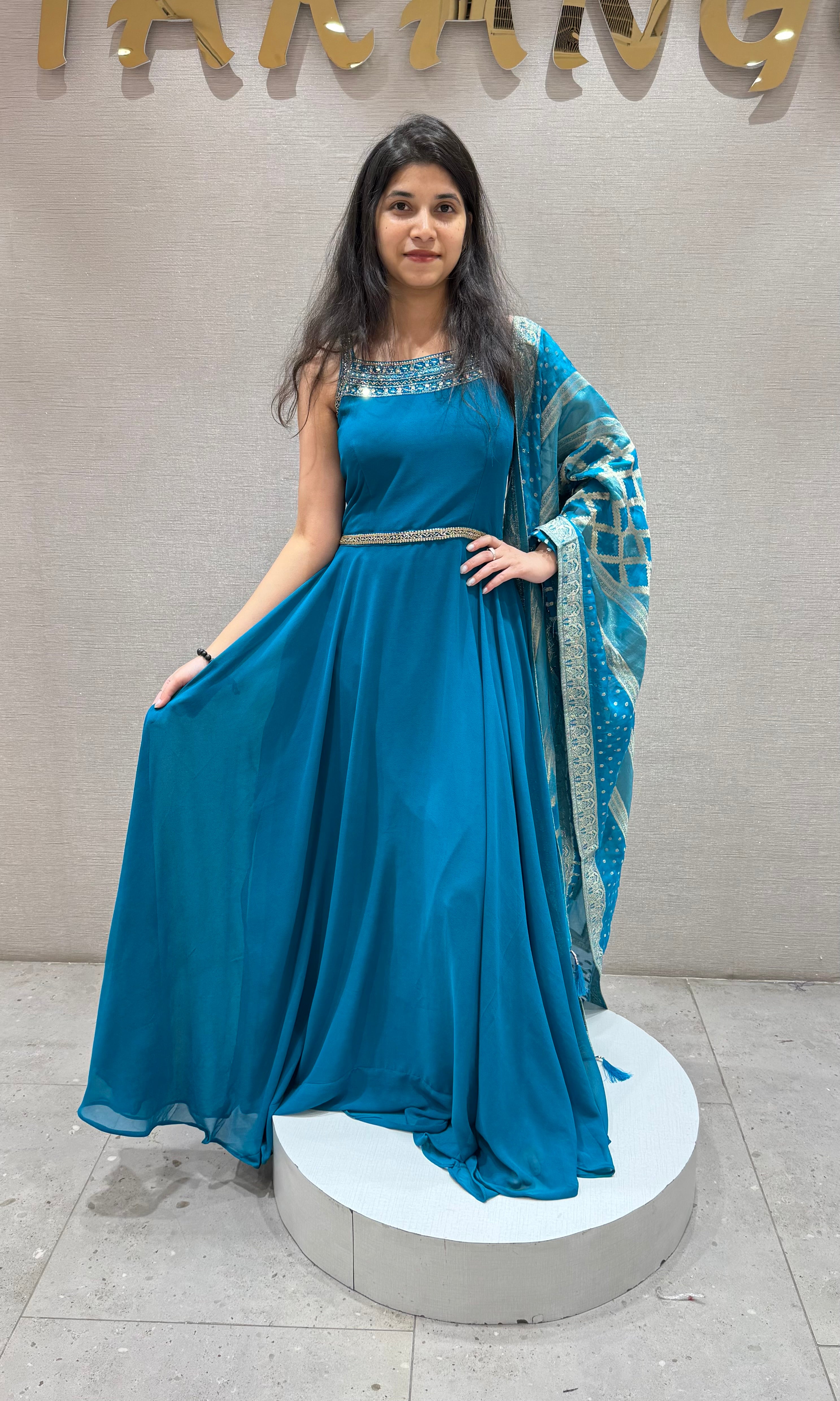 Rama blue LONG ANARKALI DRESS
