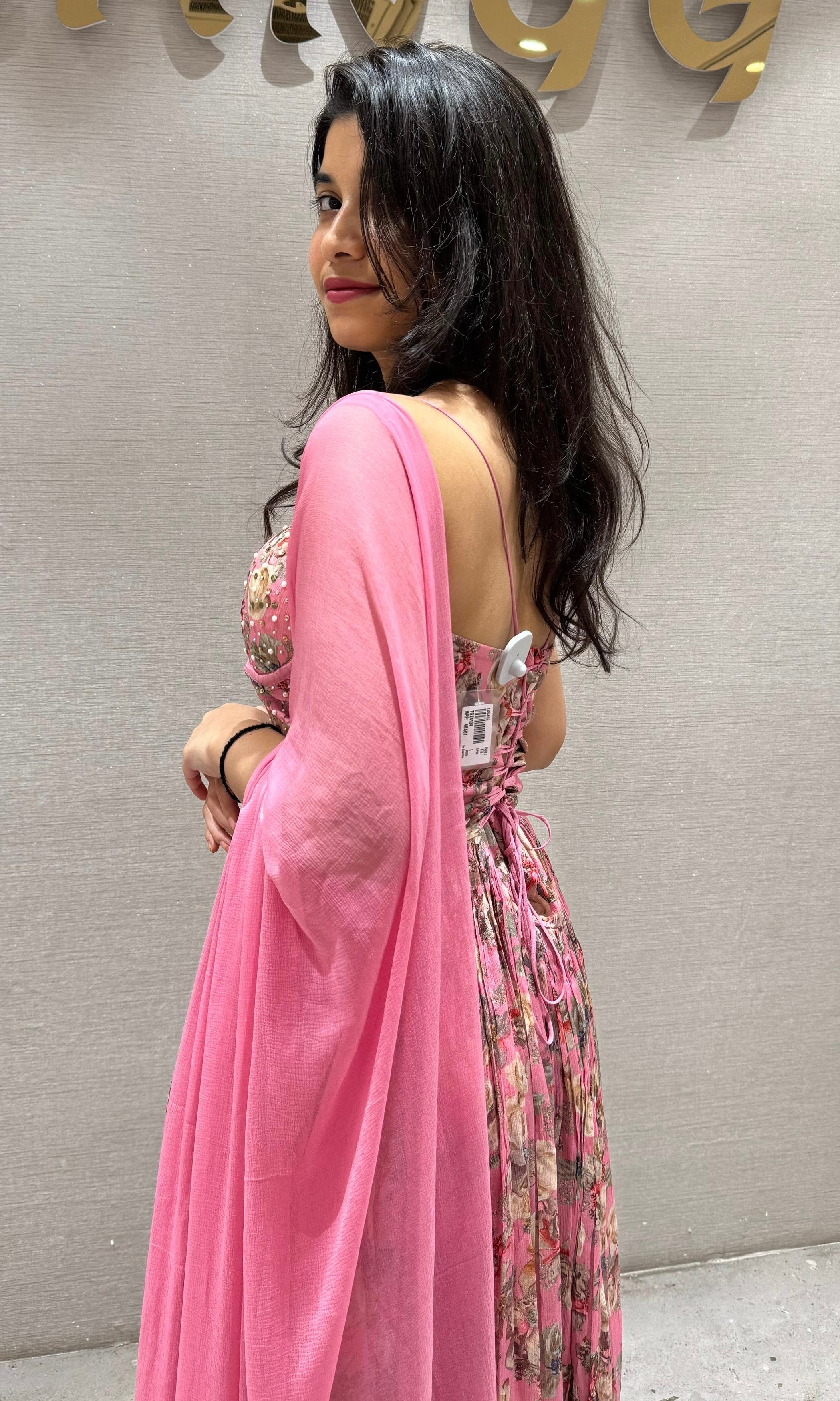 Baby pink long dress