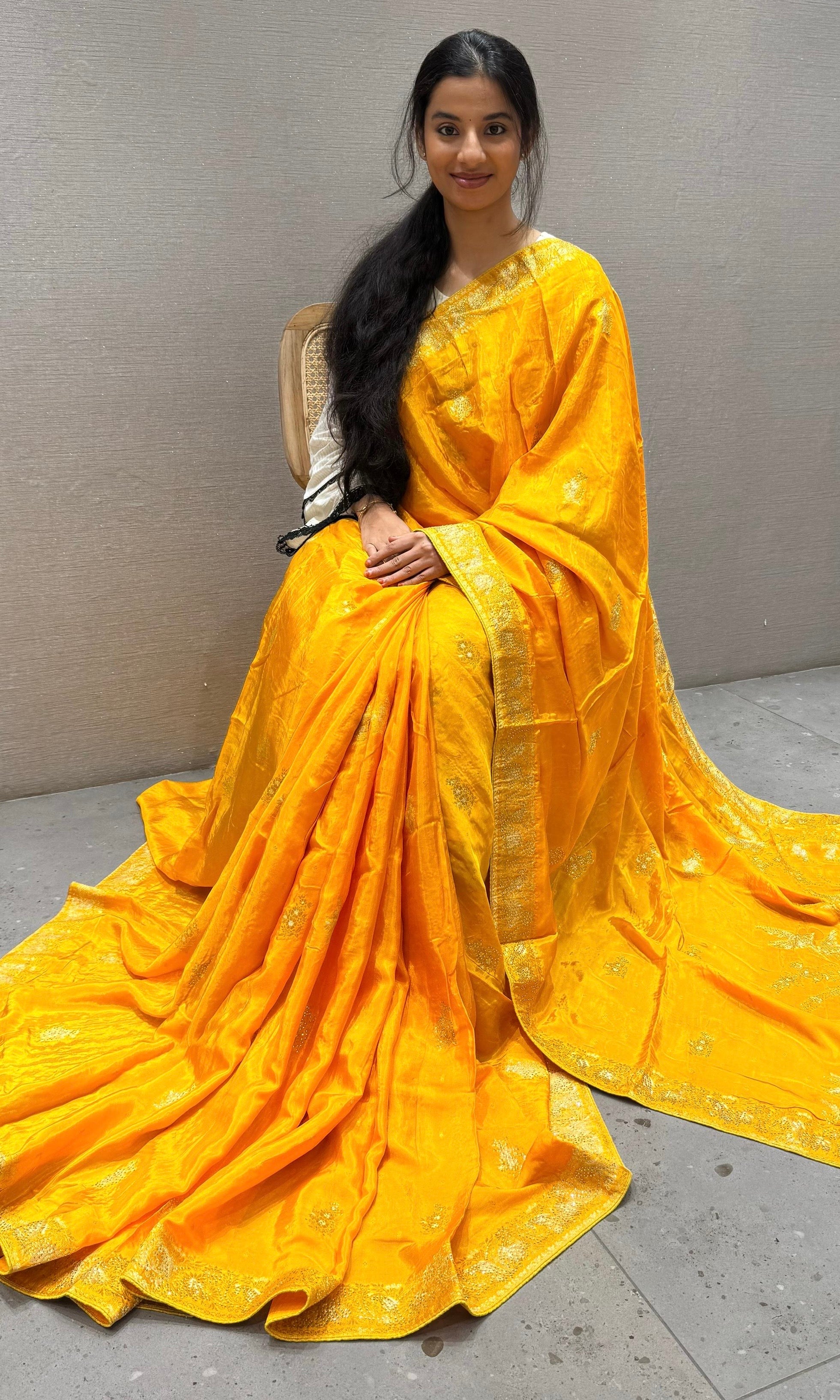 Gold Yellow Banarasi saree