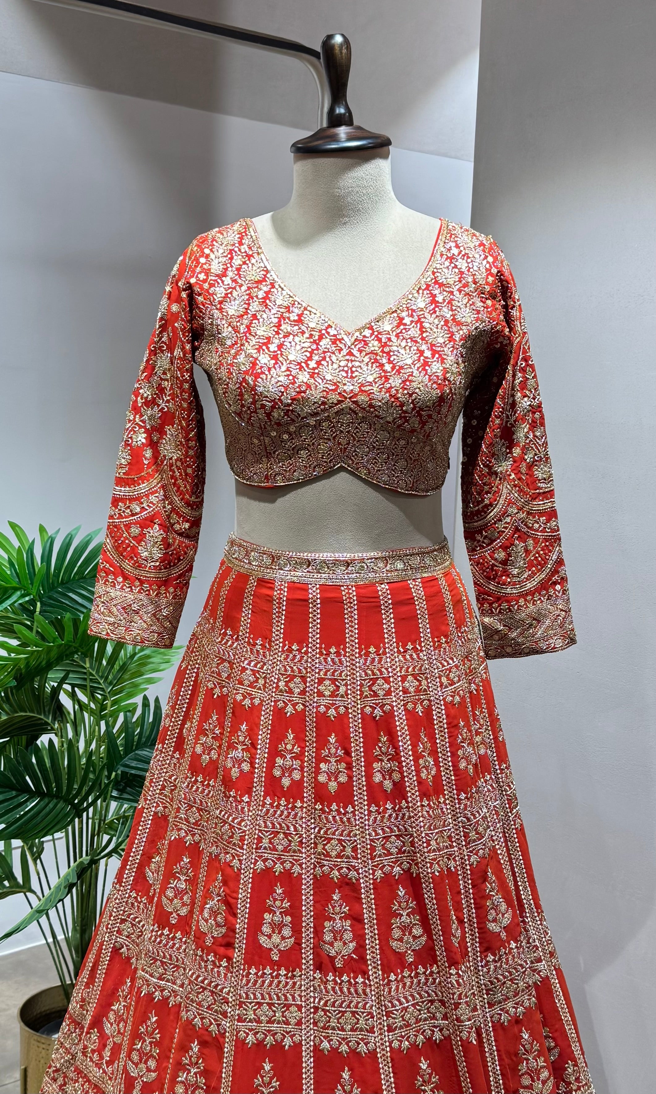 ORANGE GOLDEN Lehenga with Heavy Embroidered Blouse
