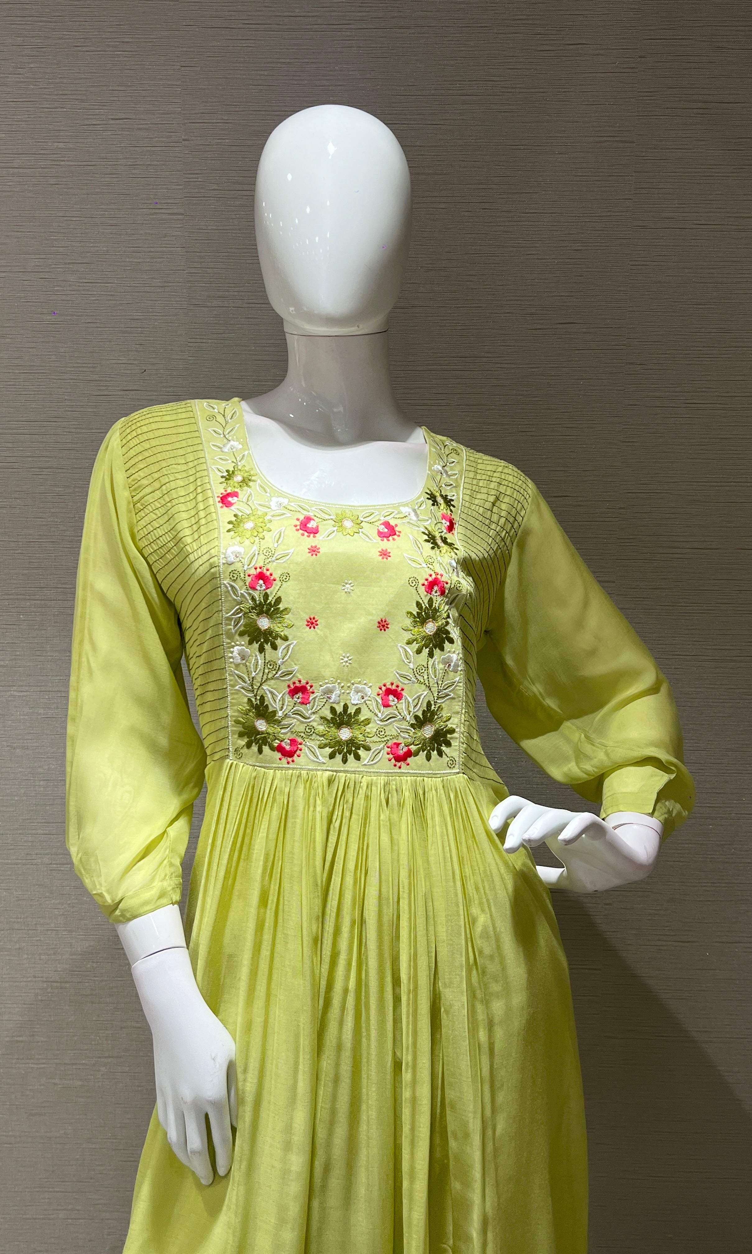 Pista green FLORAL EMBROIDERED kurta set