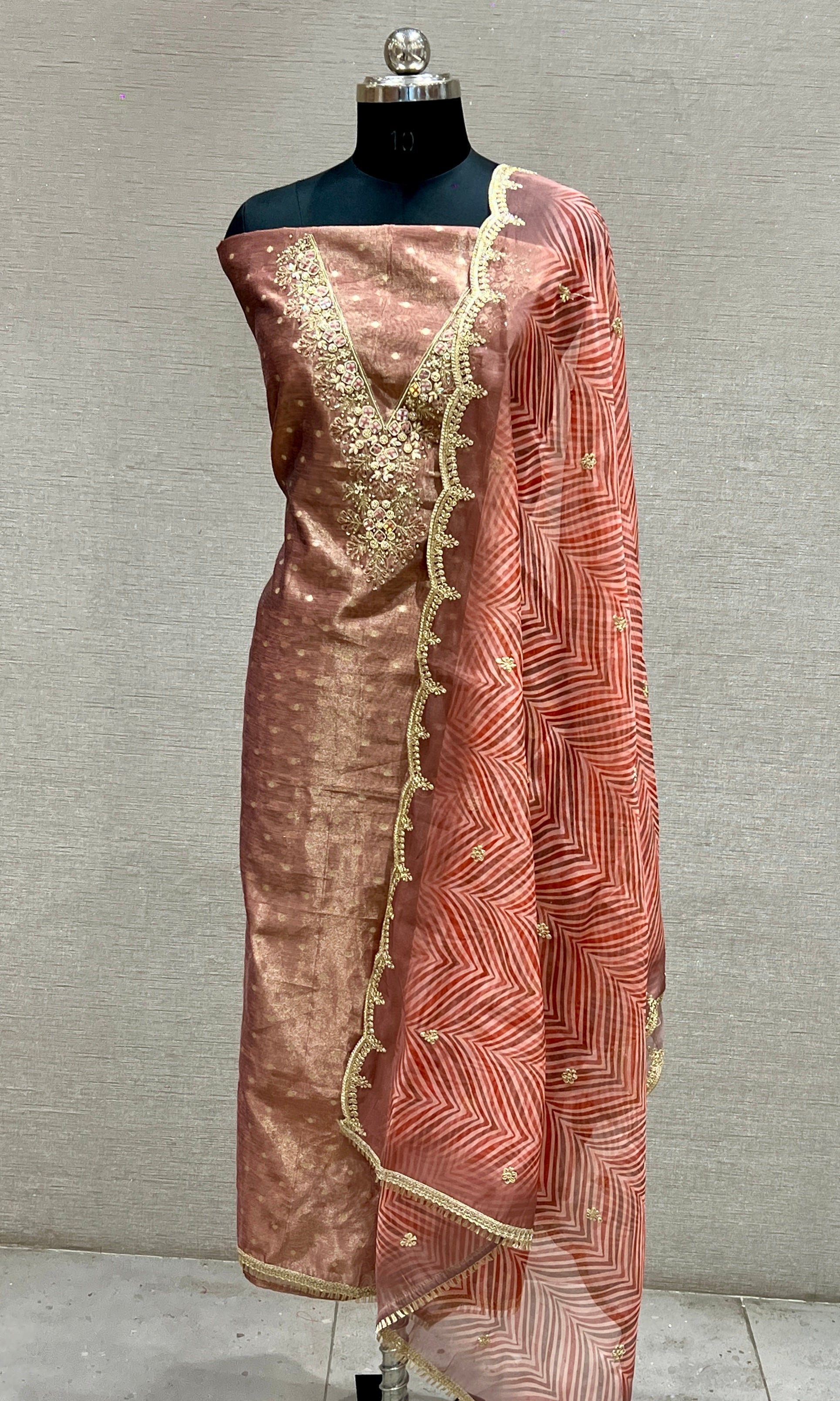 Brown dress material