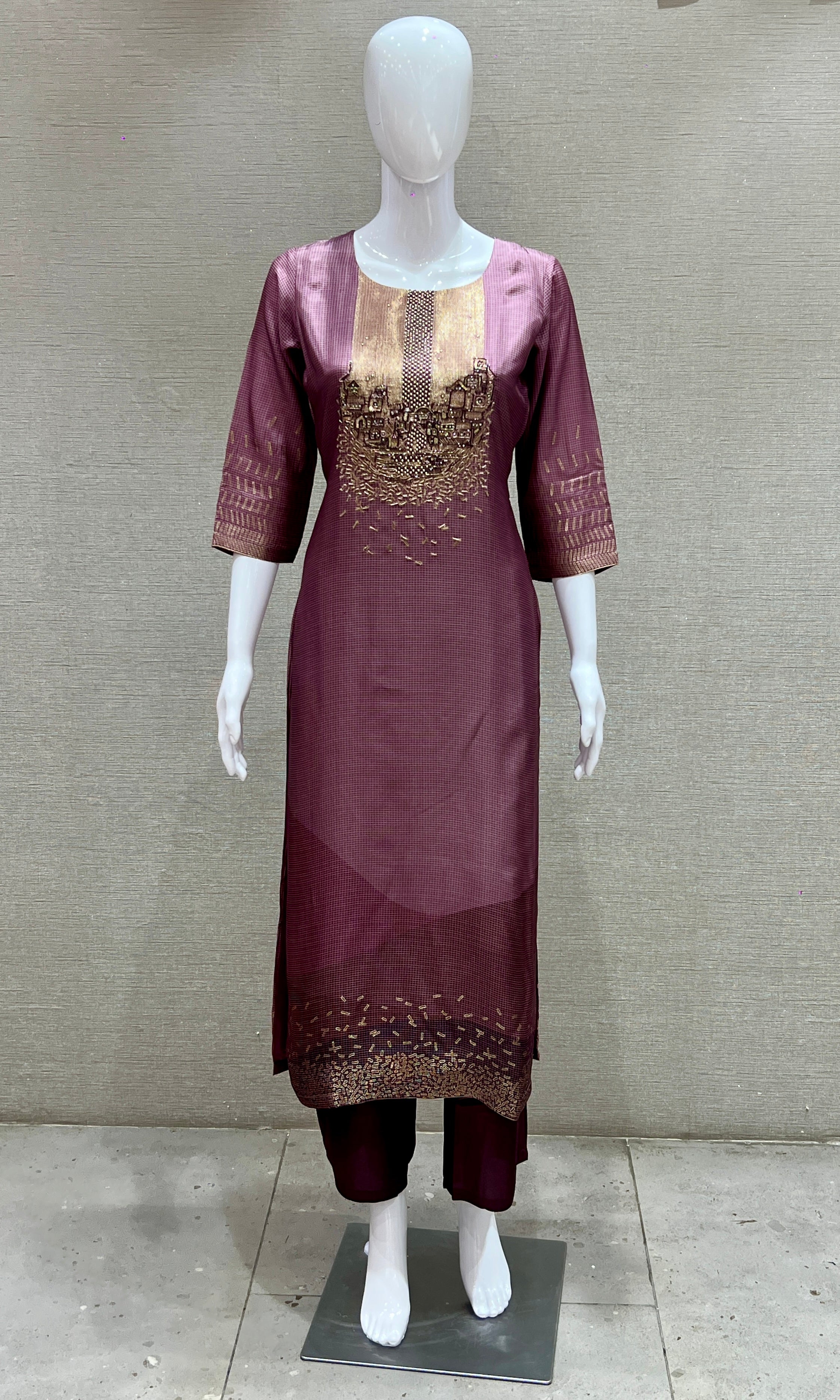 Light wine kurta set