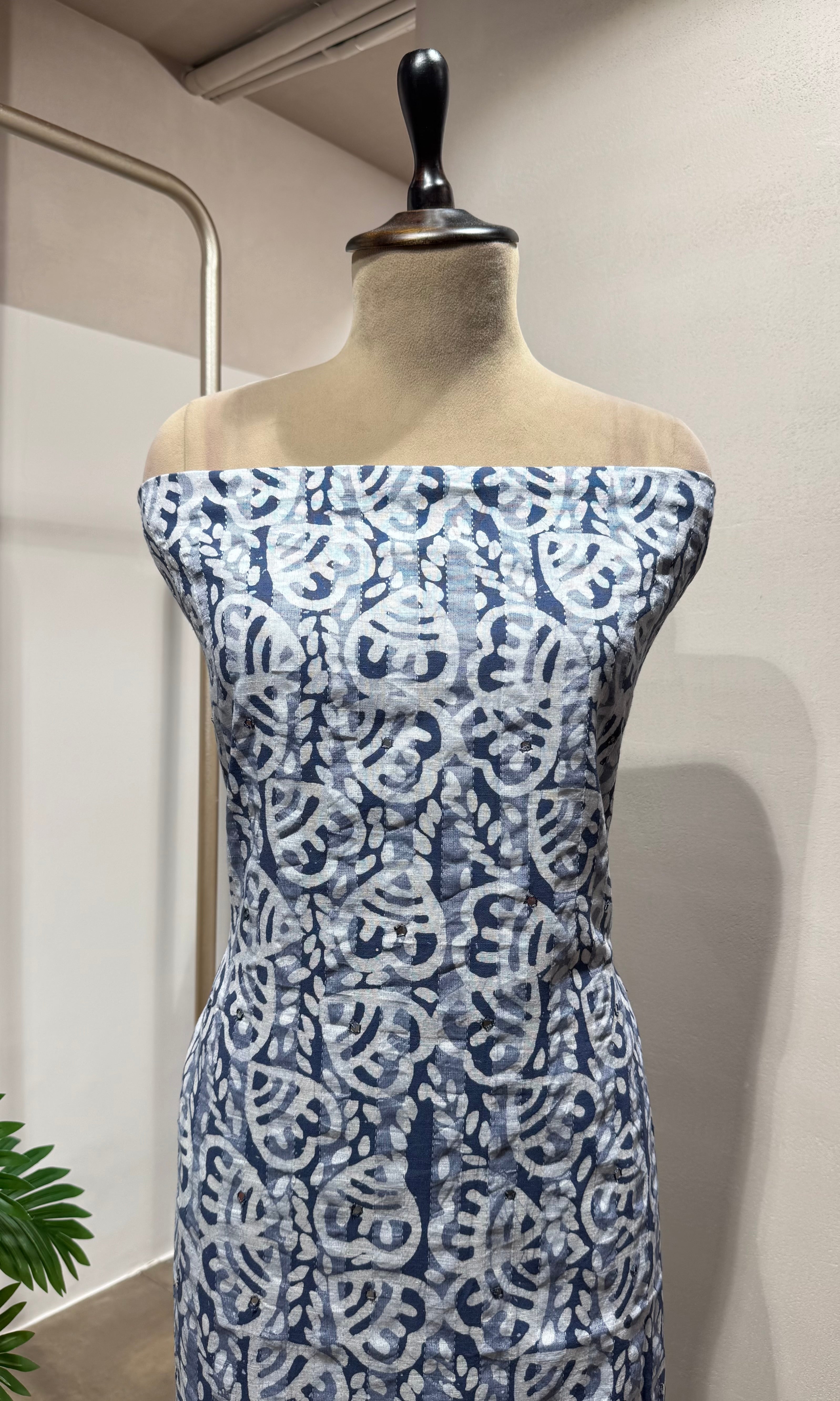 BLUE ETHNIC PRINTED DRESS MATERIAL