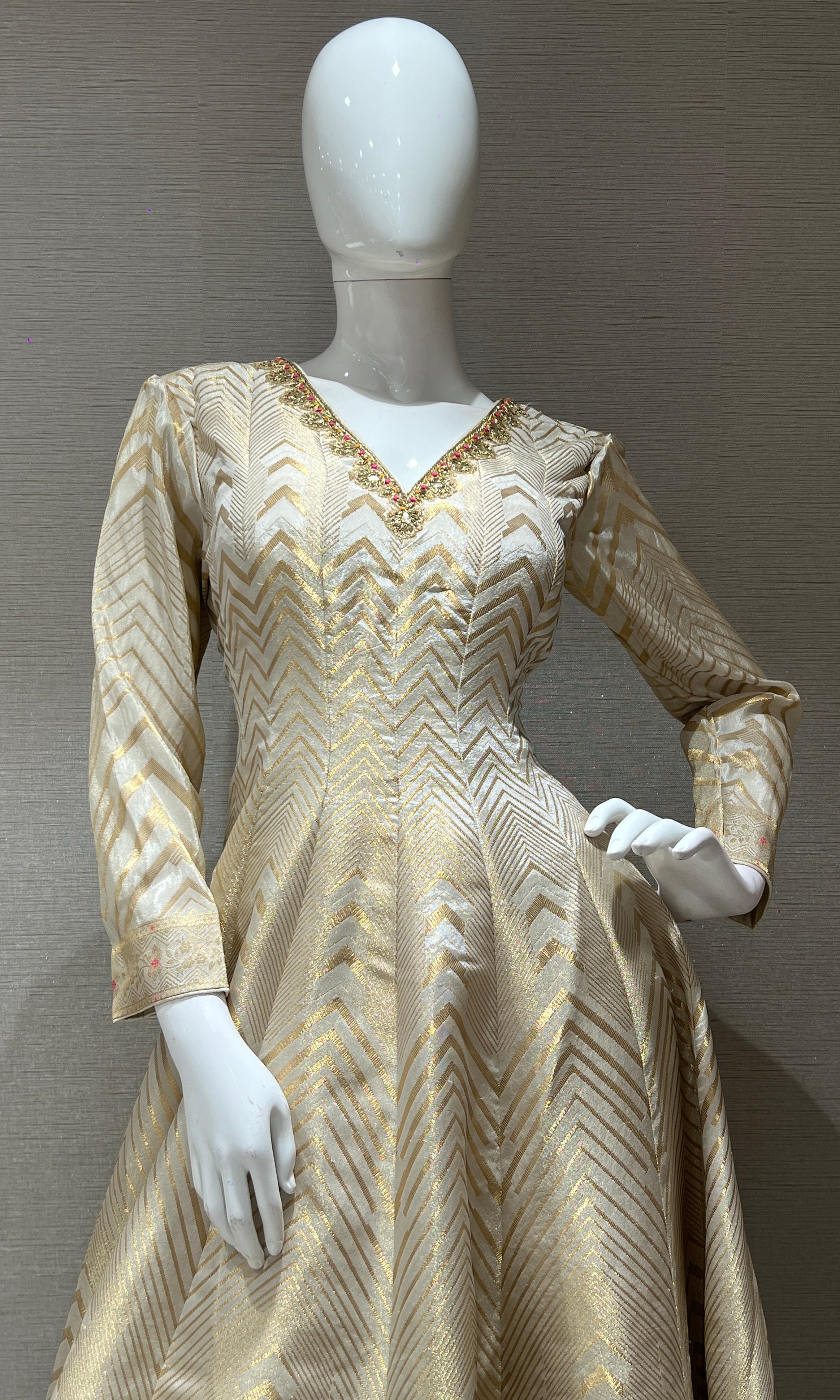 Golden Elegance Anarkali Set