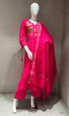 Pink FLORAL MUL CHANDERI kurta set